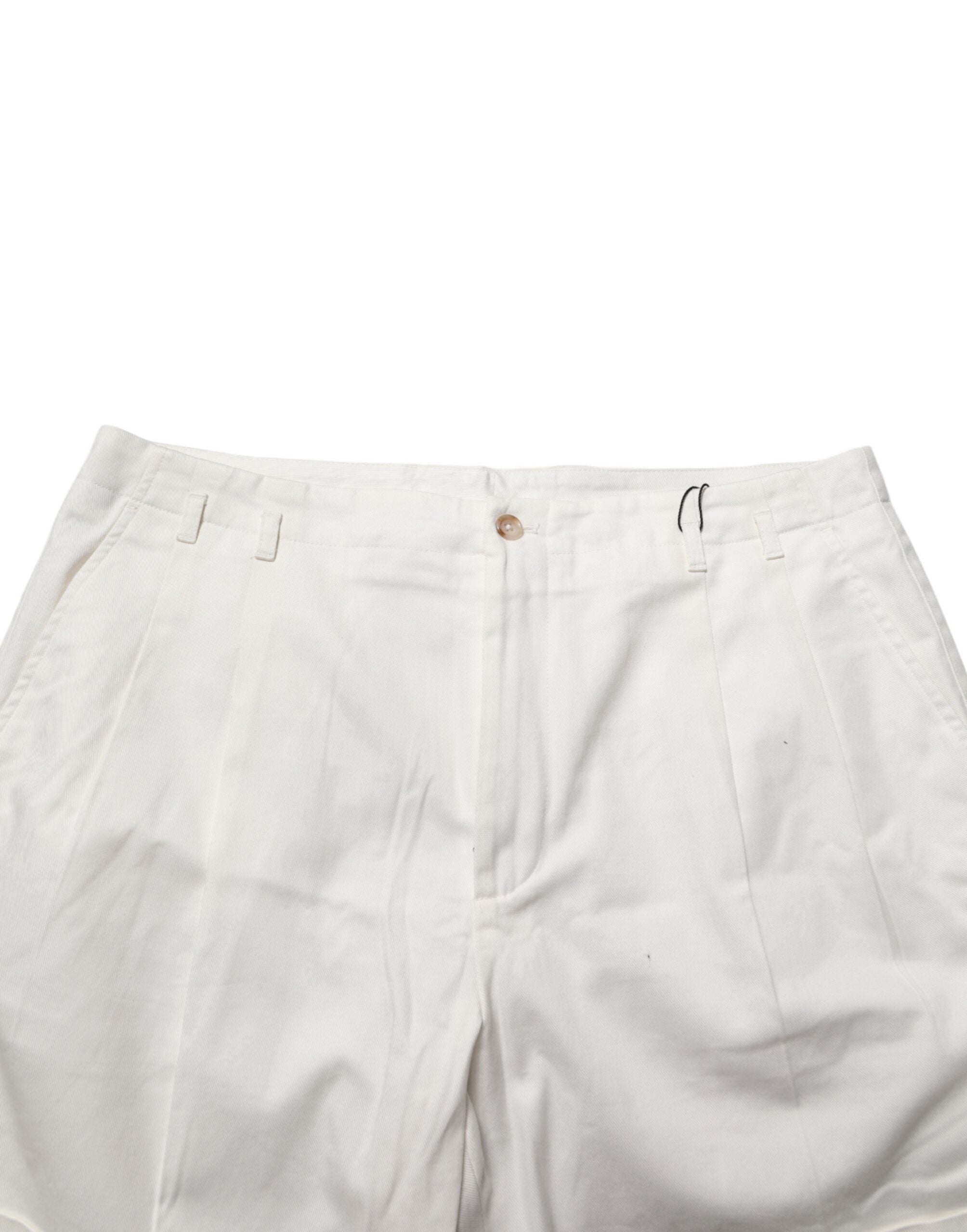 White Cotton Mid Waist Men Bermuda Shorts - ventzia