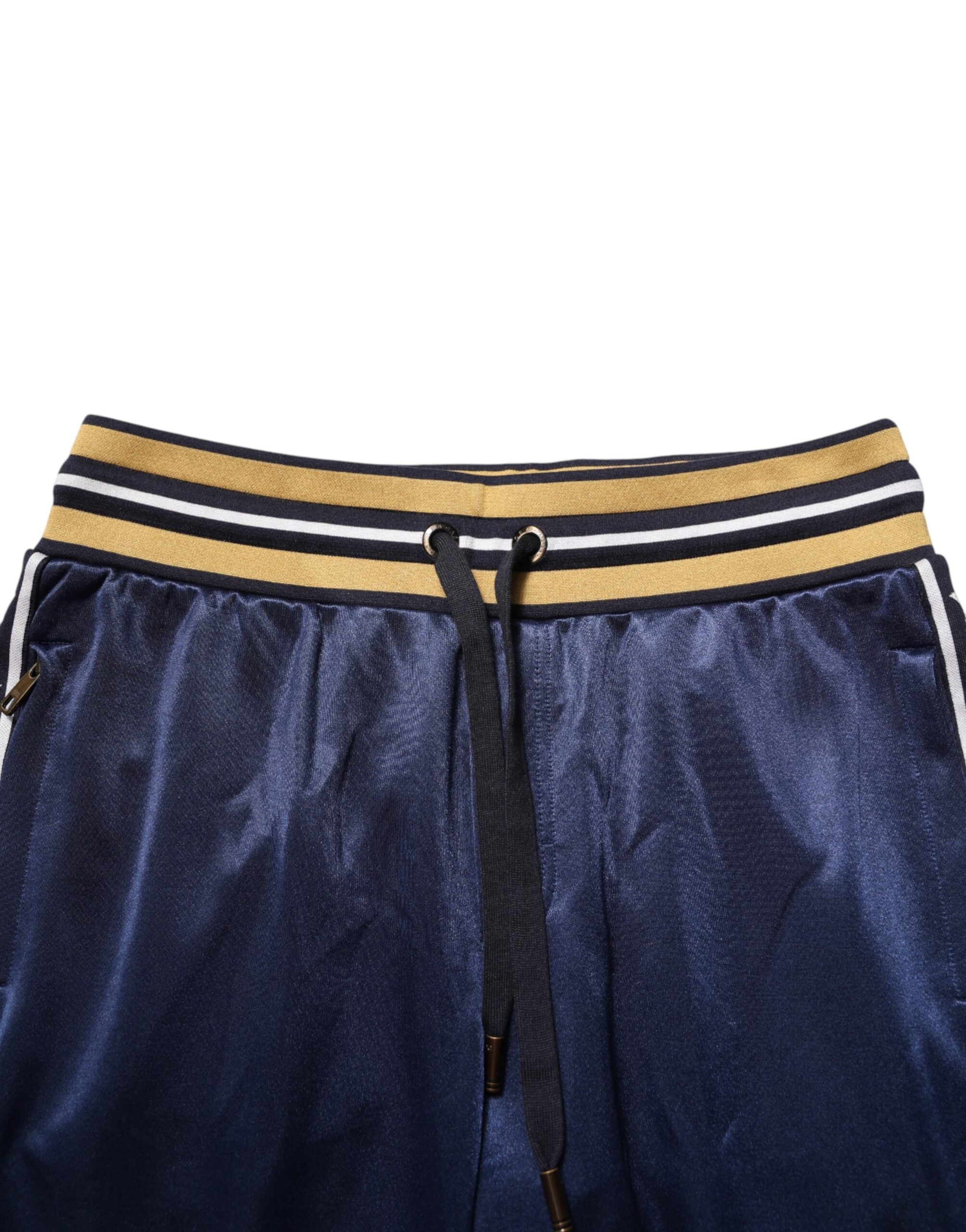 Blue Nylon Jogger Mid Waist Trouser Pants