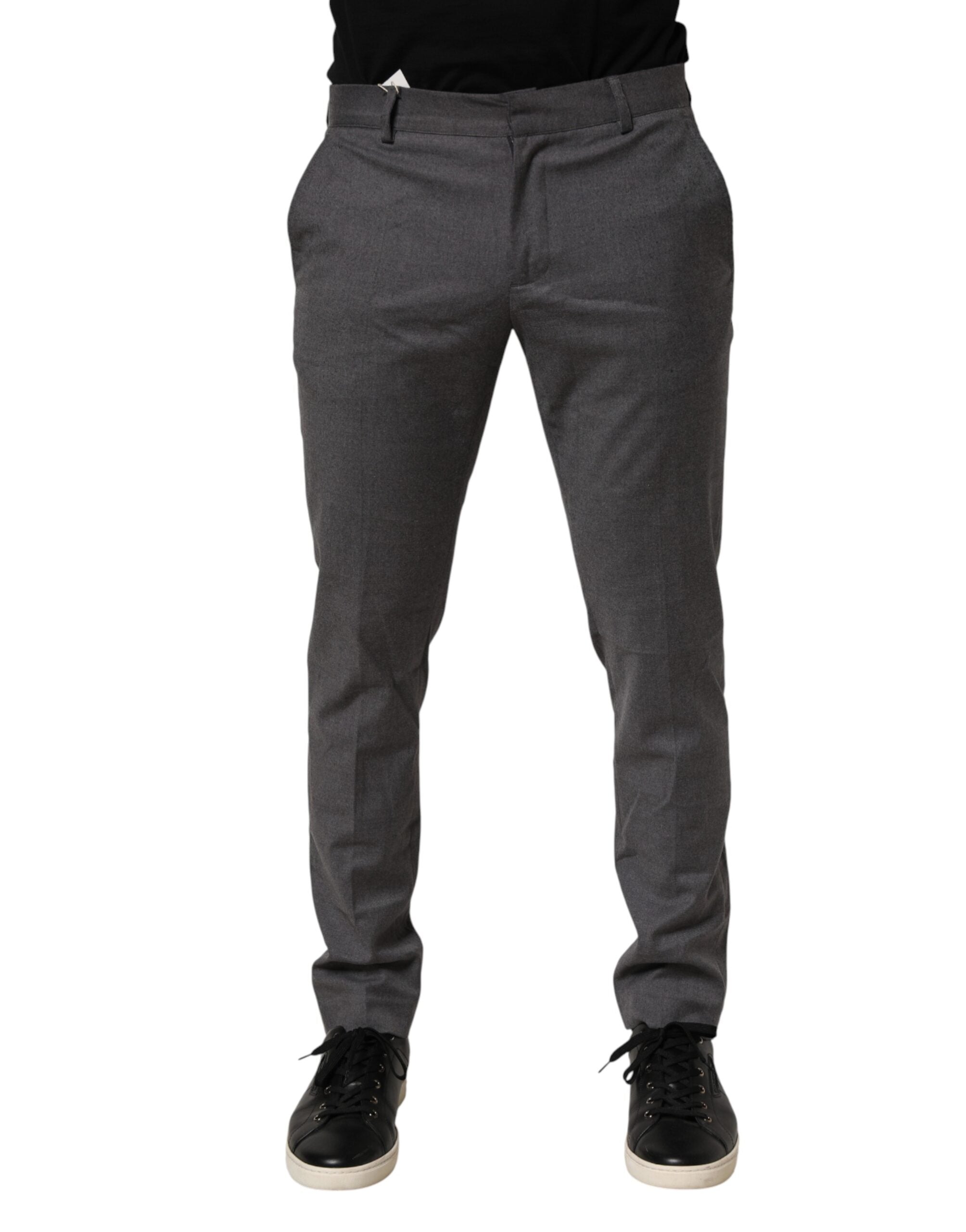 Gray Polyester Formal Dress Trouser Pants - ventzia