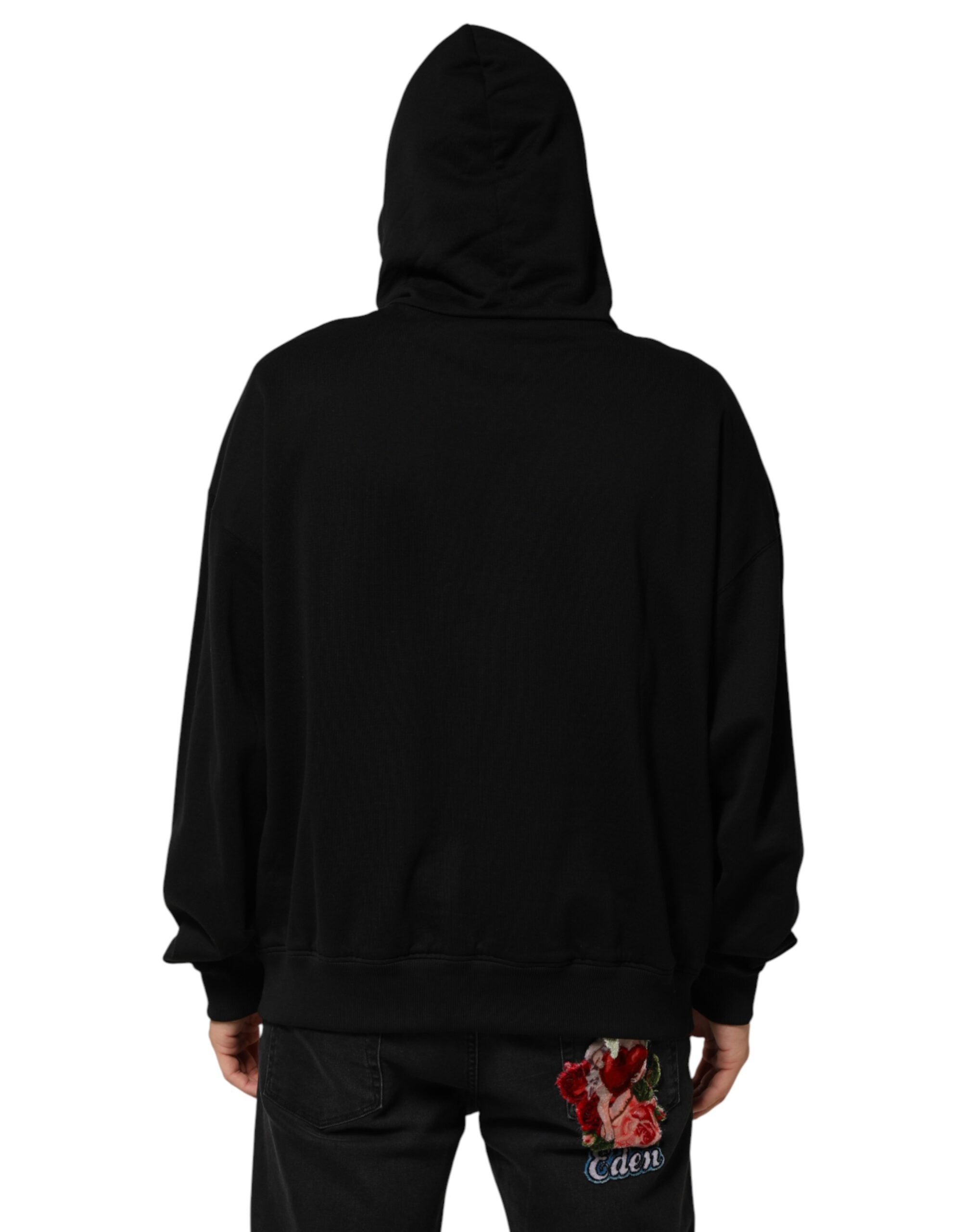 Black Printed Hooded Men Sweatshirt Sweater - ventzia