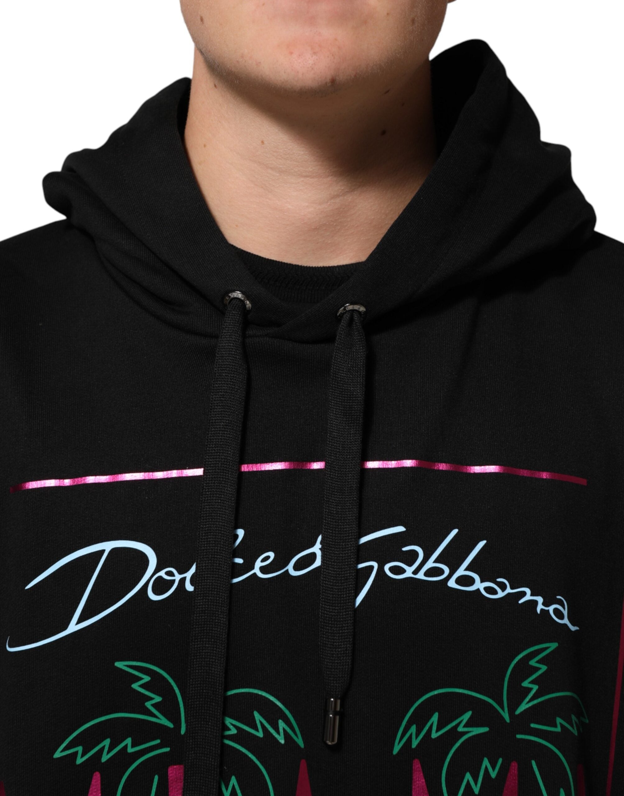 Black Printed Hooded Men Sweatshirt Sweater - ventzia