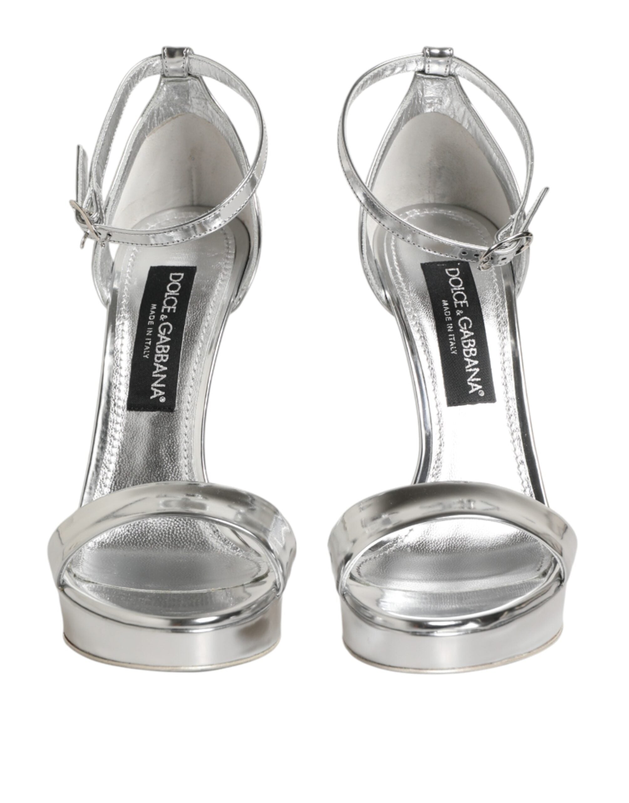 Silver Leather Platform Keira Sandals Shoes - ventzia