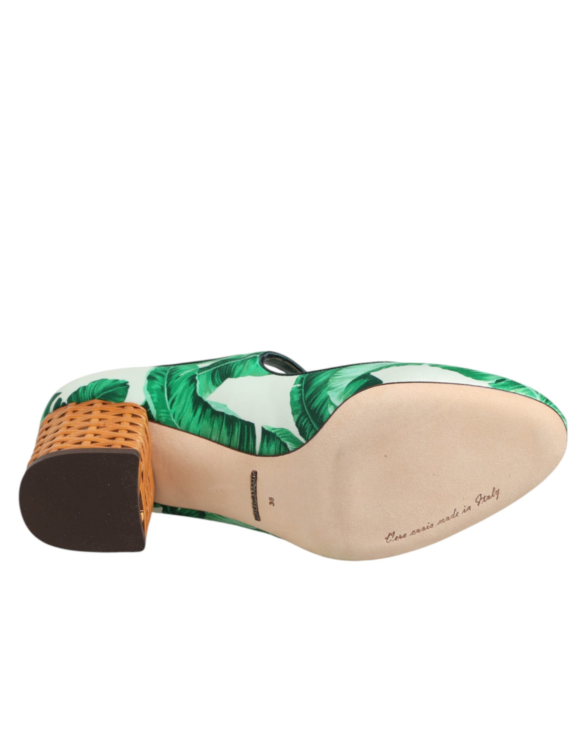 Green Silk MARY JANES Leaf Sandals Shoes - ventzia