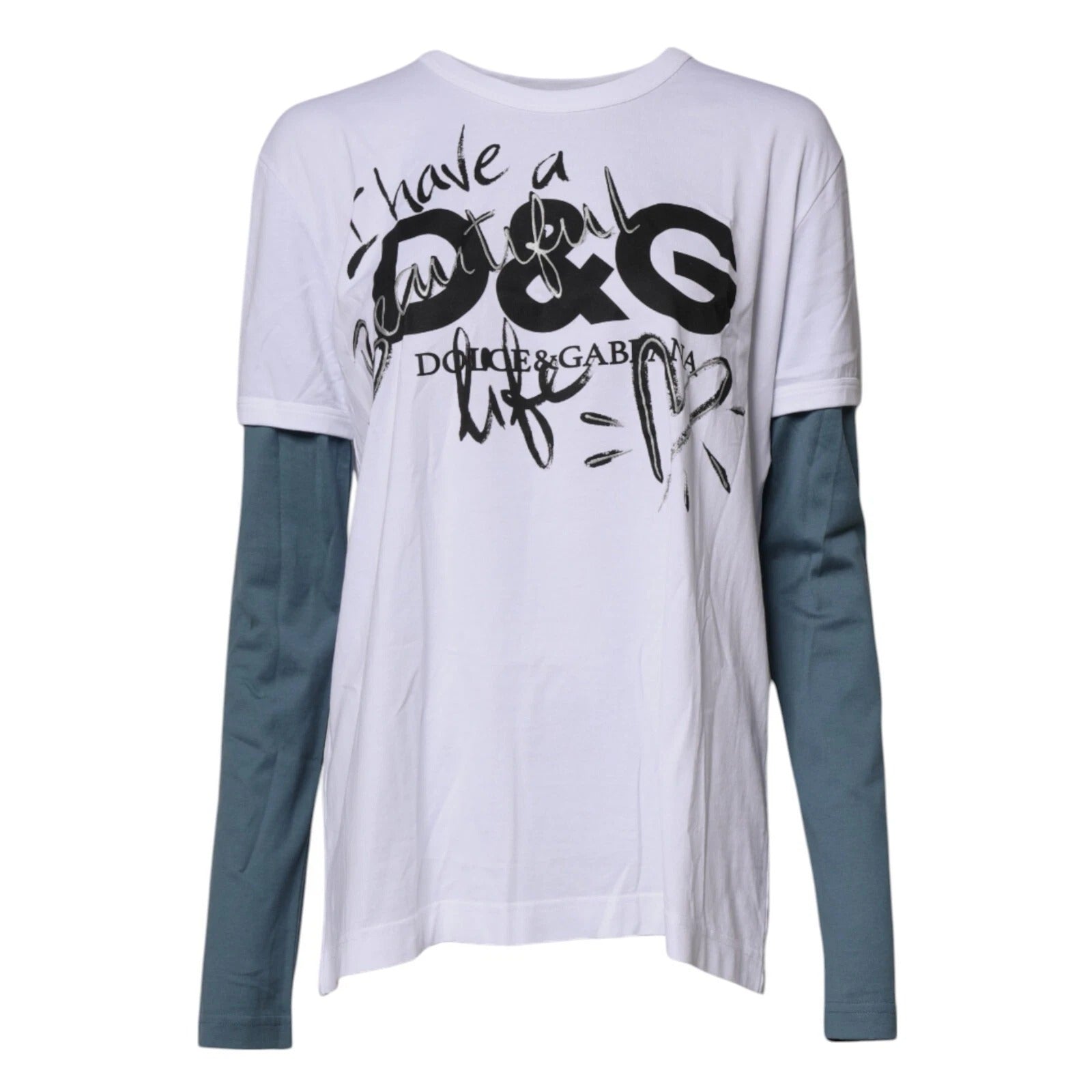 White Graphic Print Cotton Crew Neck T-shirt - ventzia