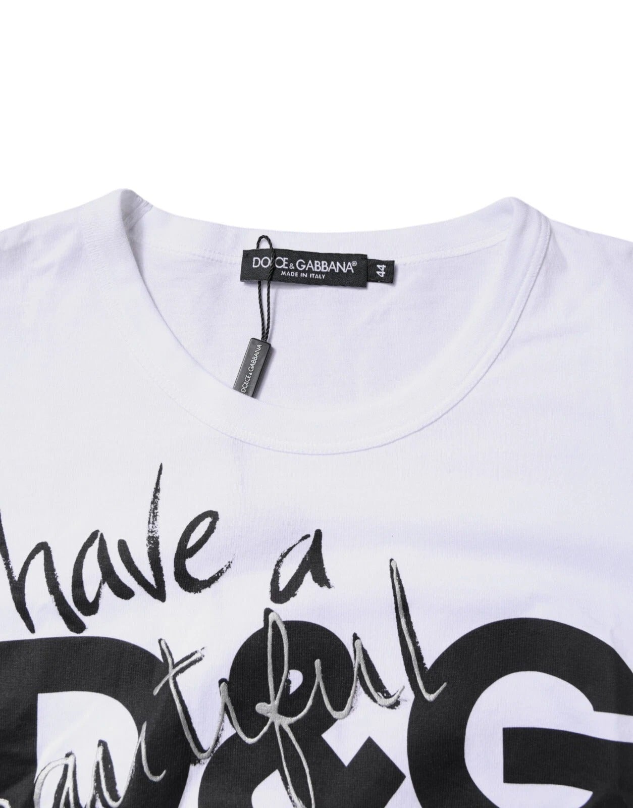 White Graphic Print Cotton Crew Neck T-shirt - ventzia