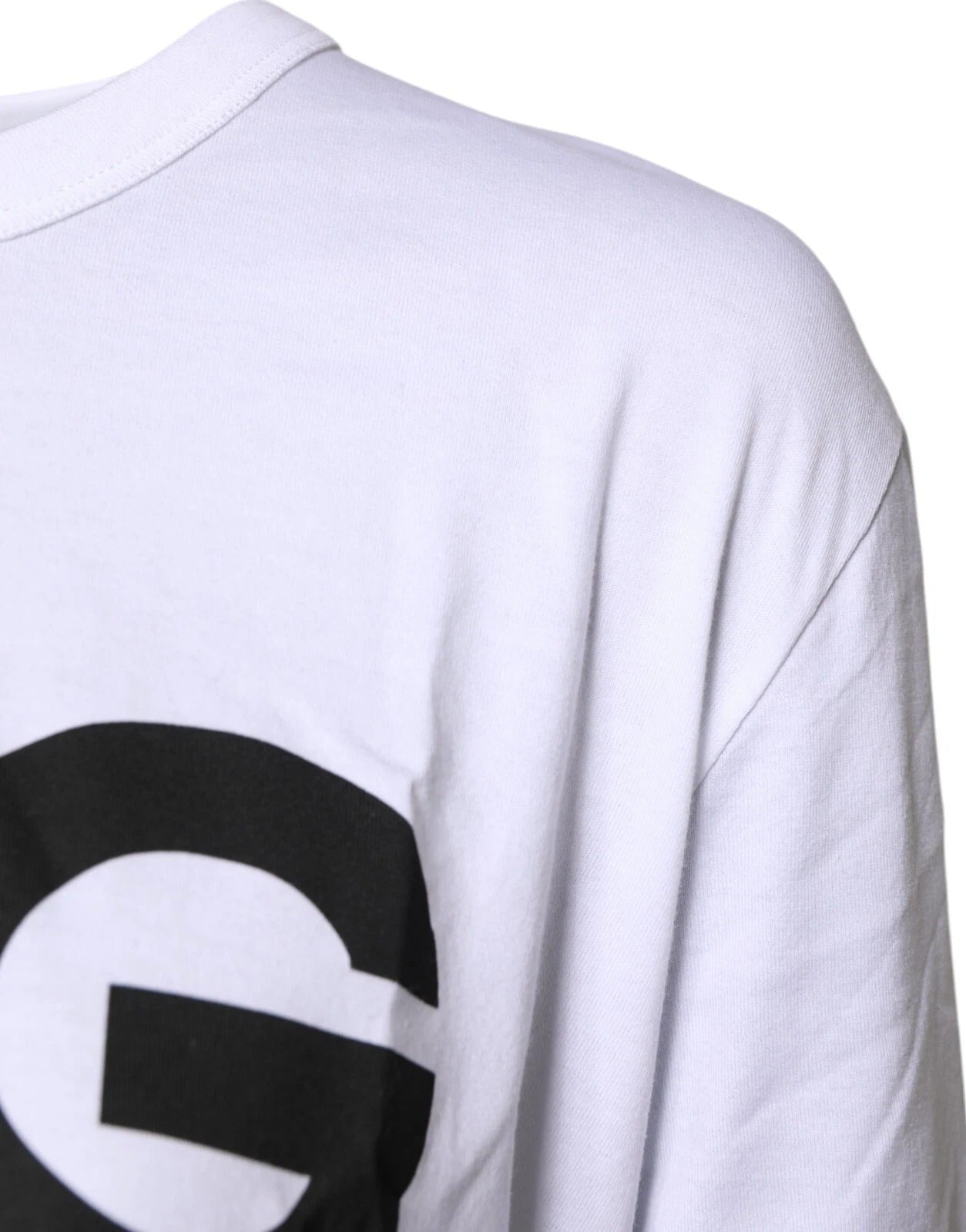 White Graphic Print Cotton Crew Neck T-shirt - ventzia