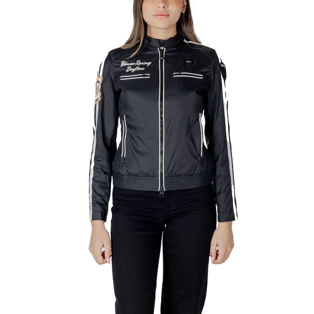 Black Polyamide Biker Jacket - ventzia