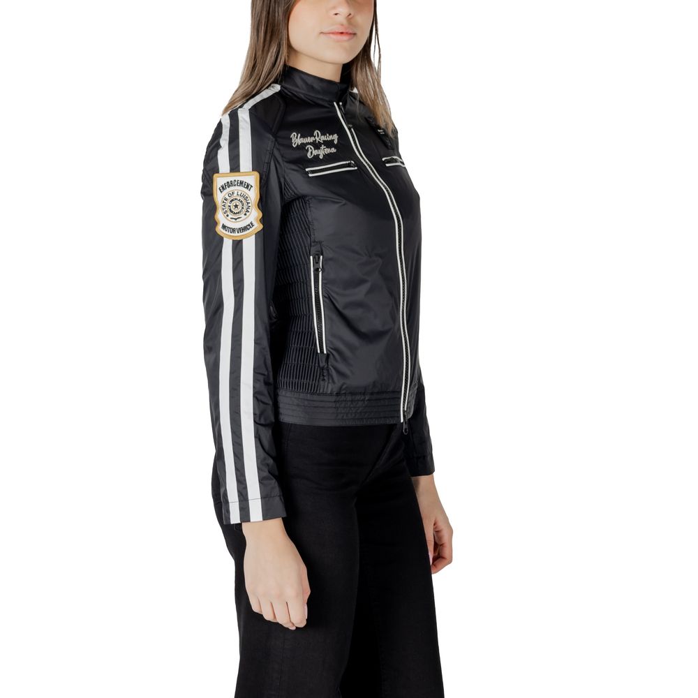 Black Polyamide Biker Jacket - ventzia