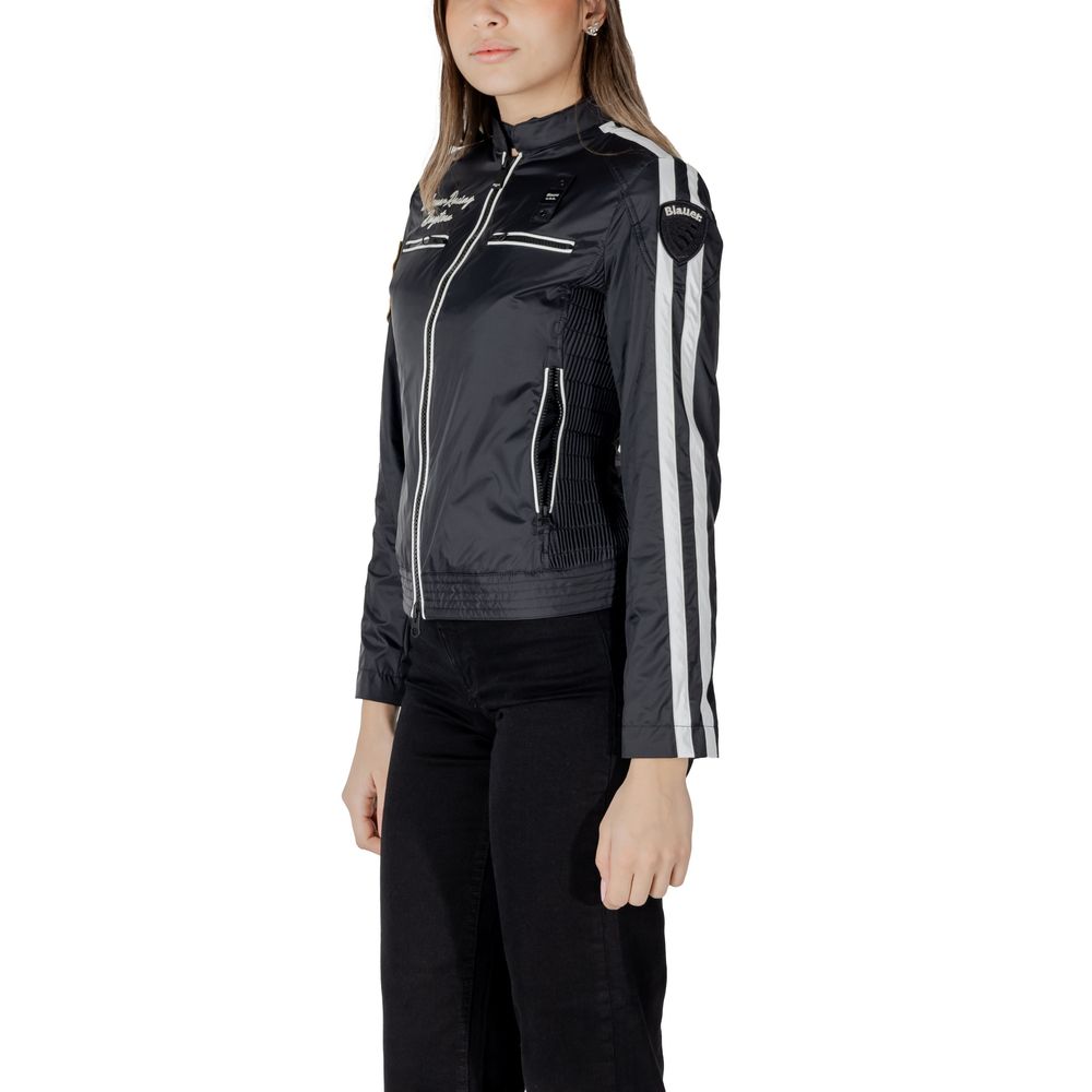 Black Polyamide Biker Jacket - ventzia
