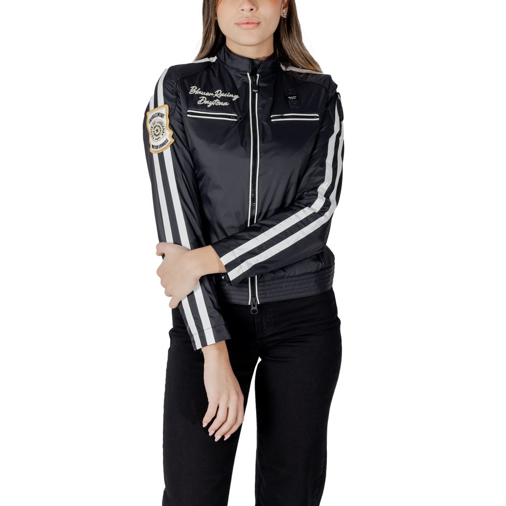 Black Polyamide Biker Jacket - ventzia