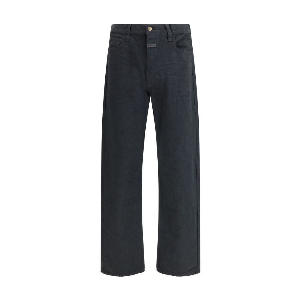 Black Cotton Straight-Leg Jeans - ventzia