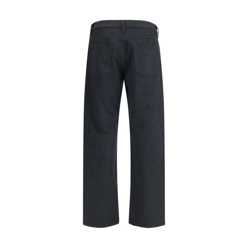 Black Cotton Straight-Leg Jeans - ventzia