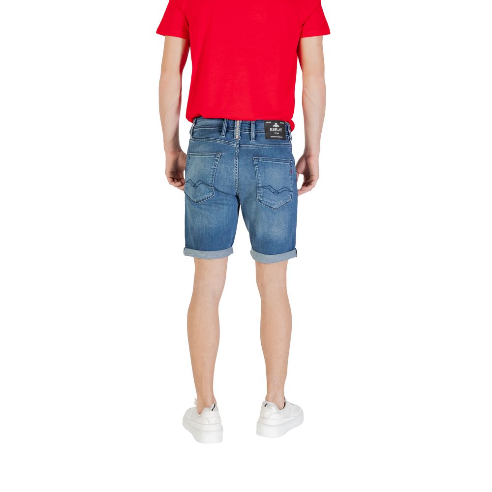 Blue Cotton Bermuda Shorts - ventzia