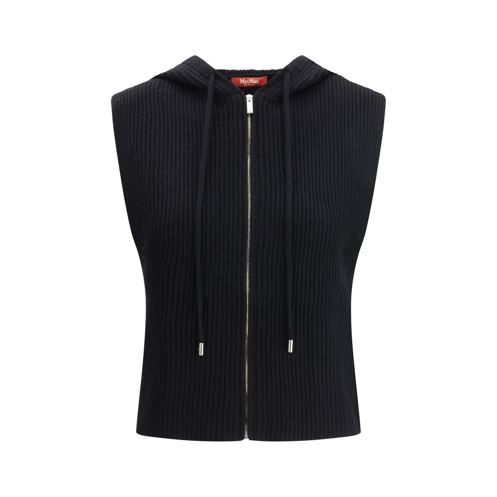 Black Wool Sleveless Jacket