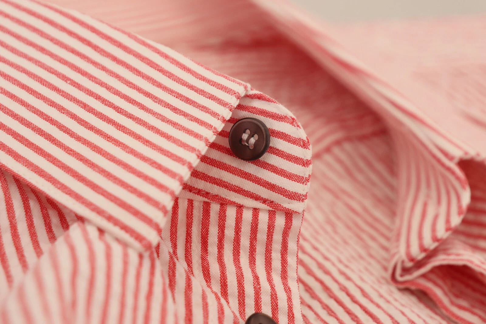 Red White Striped Cotton Short Sleeve Shirt - ventzia