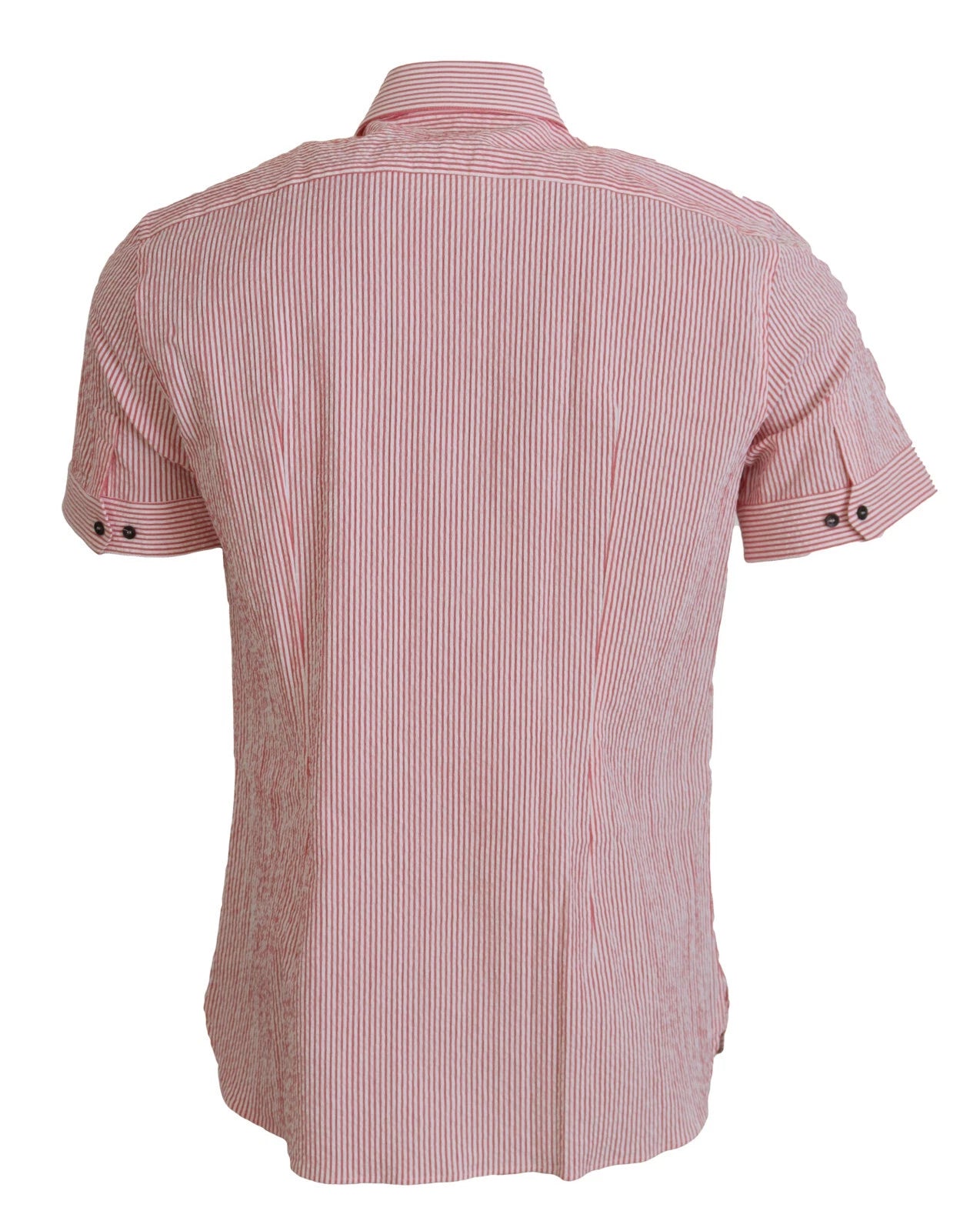 Red White Striped Cotton Short Sleeve Shirt - ventzia