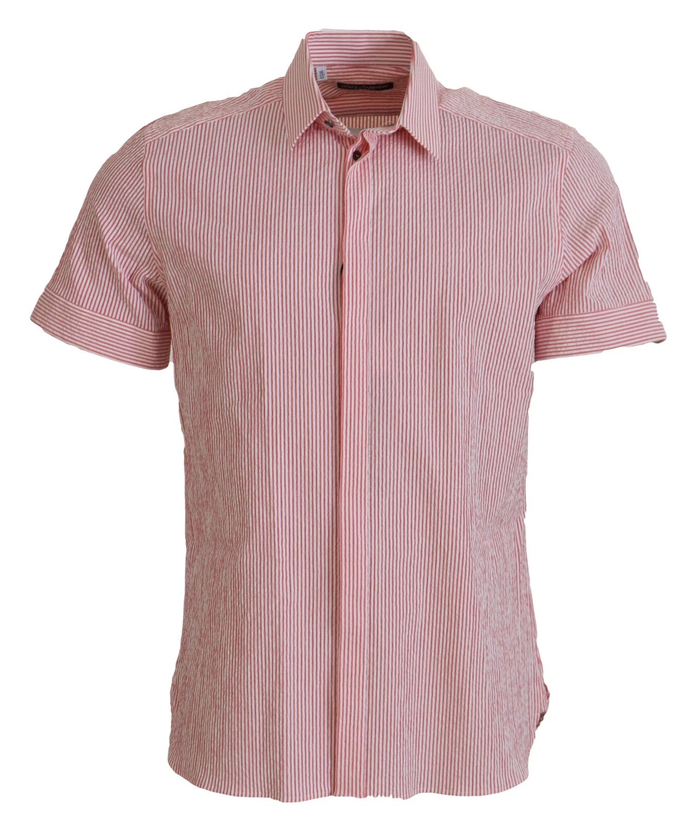 Red White Striped Cotton Short Sleeve Shirt - ventzia