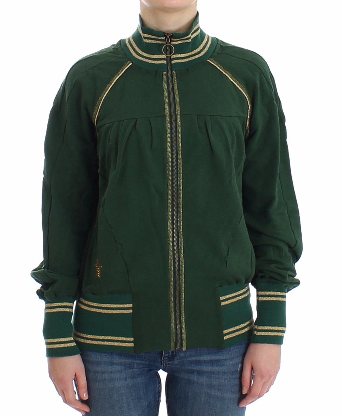 Green Mock Zip Cardigan Sweatshirt Sweater Jacket