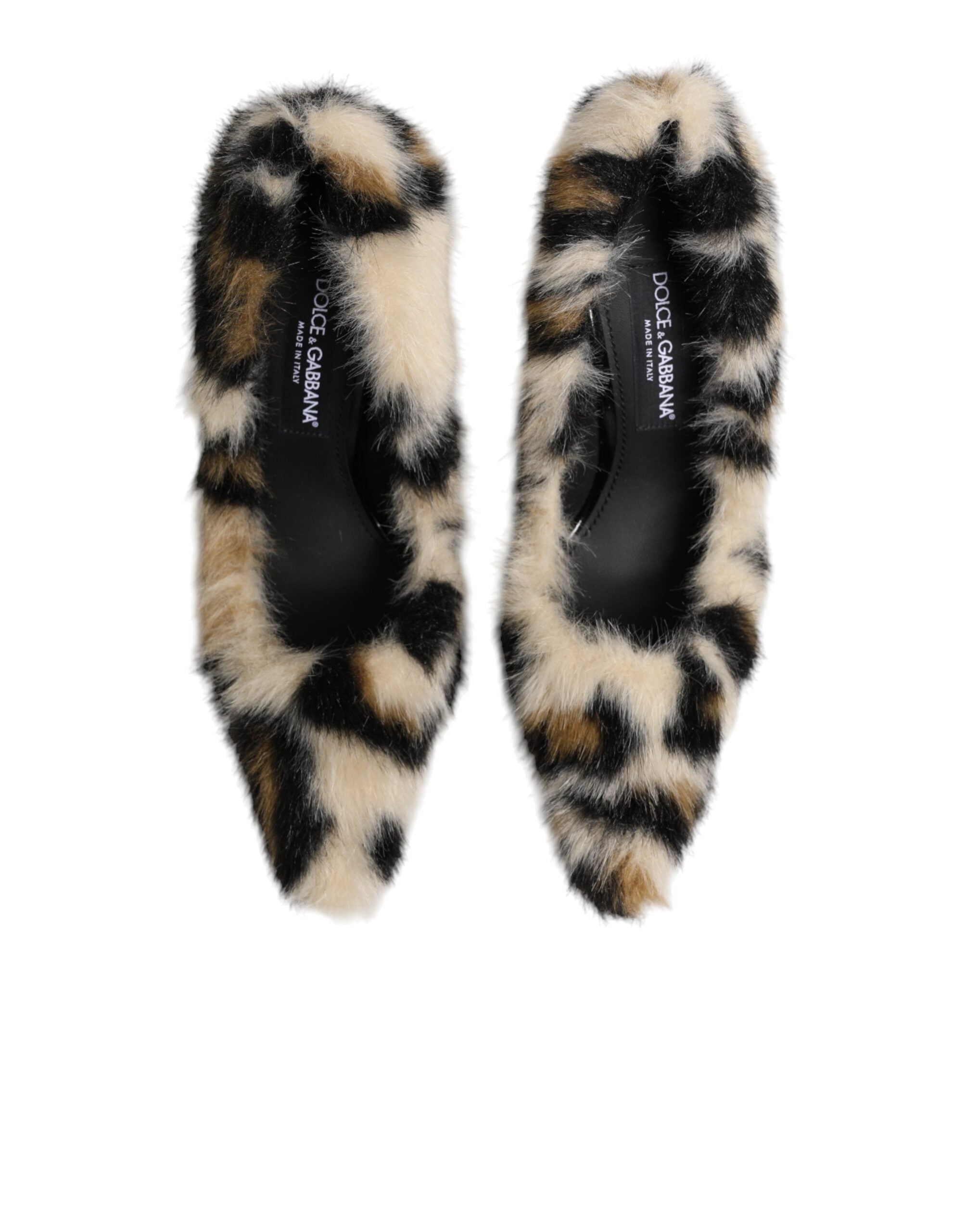 Brown Fur Leopard High Heels Pumps Shoes