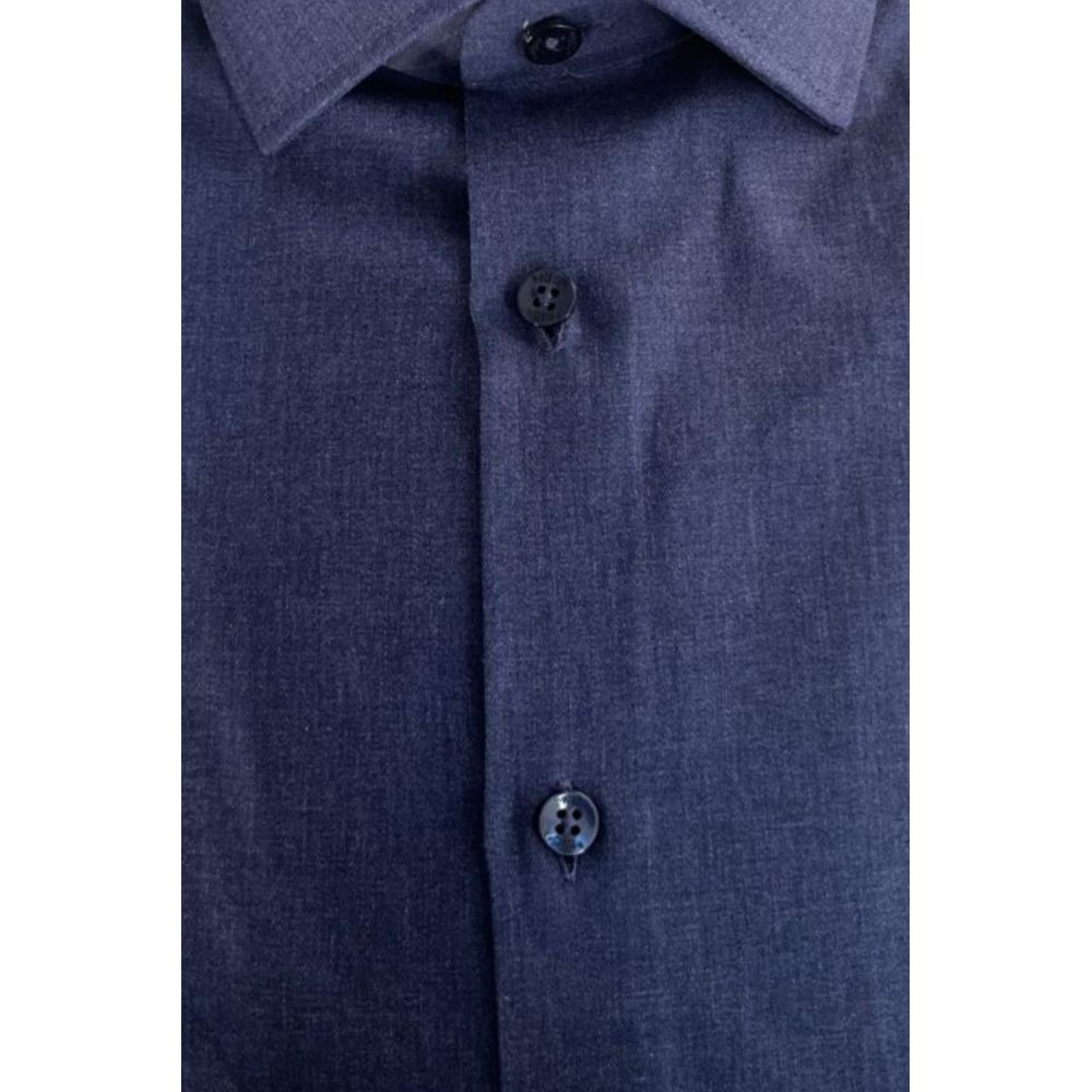 Blue Cotton Men Shirt - ventzia