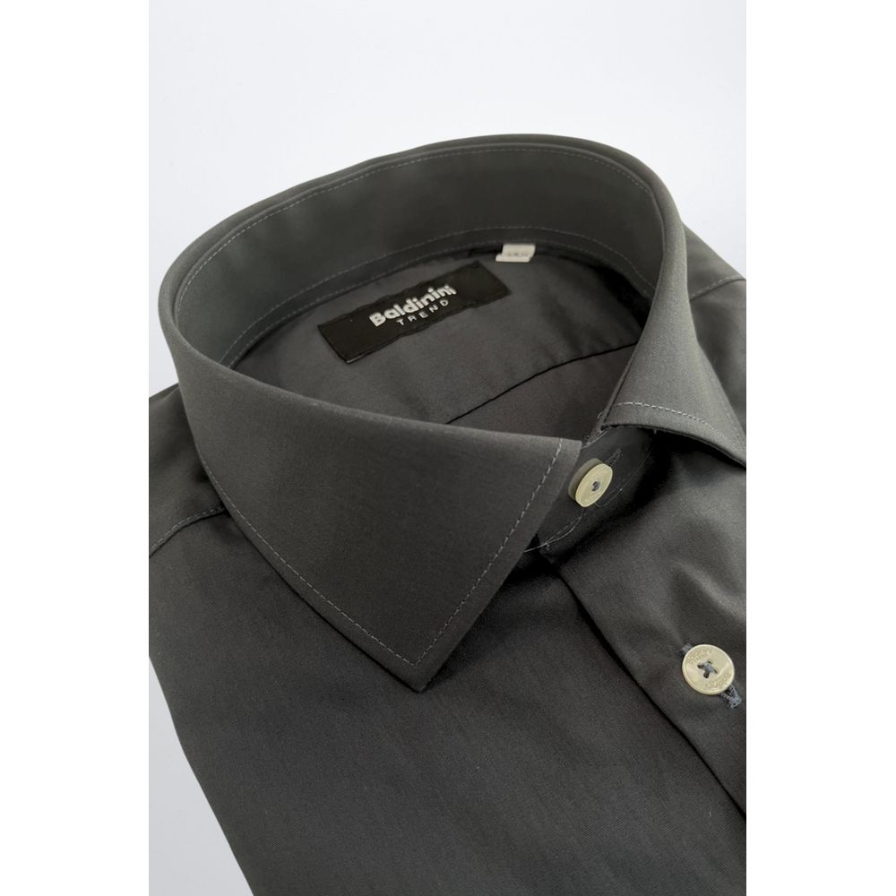 Gray Cotton Men Shirt - ventzia