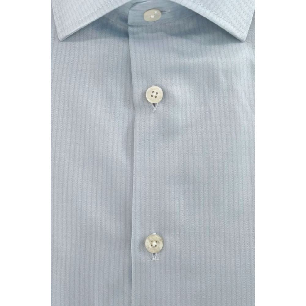 Light Blue Cotton Men Shirt - ventzia