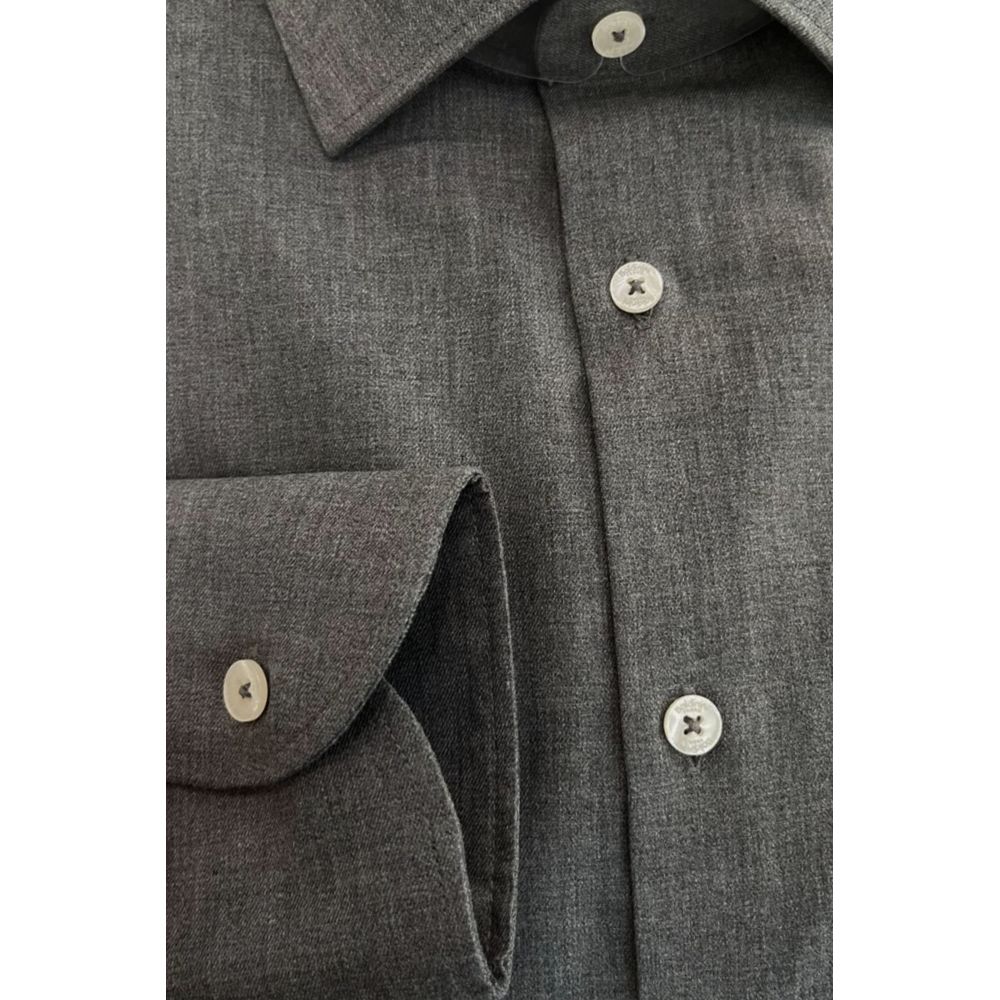 Gray Cotton Men's Shirt - ventzia