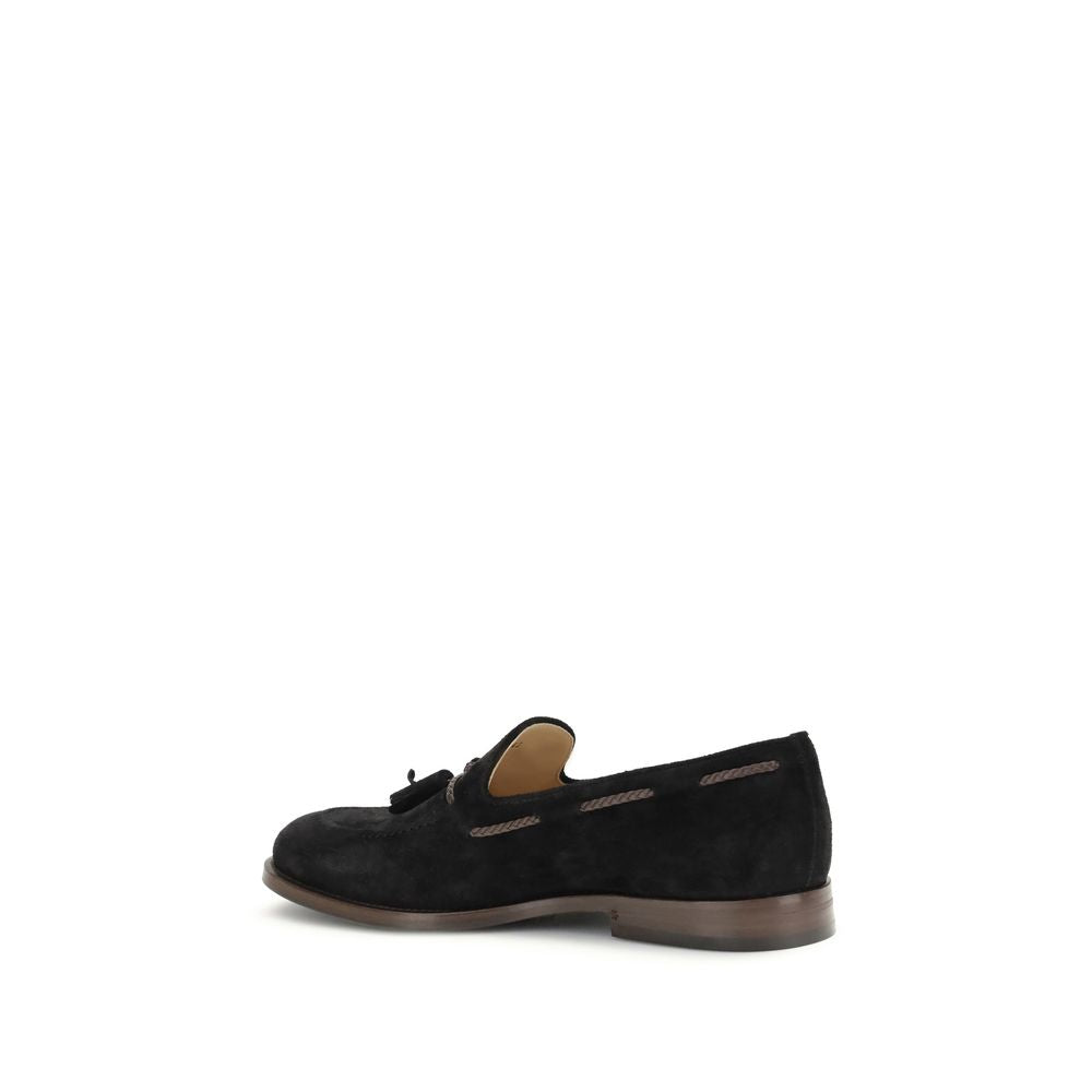 Black Calf Leather Bos Taurus Slip-On Loafers