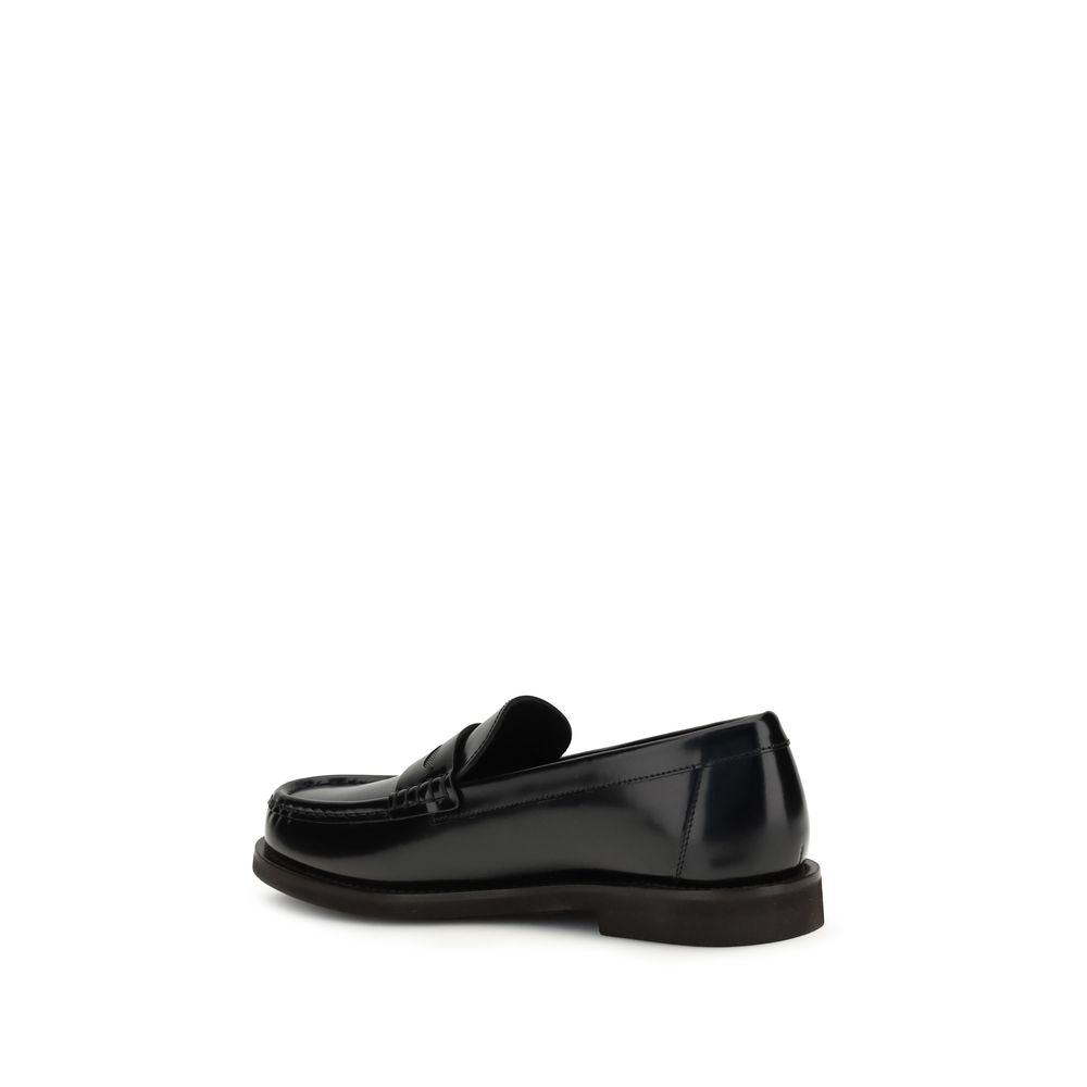 Black Leather Slip-On Loafers