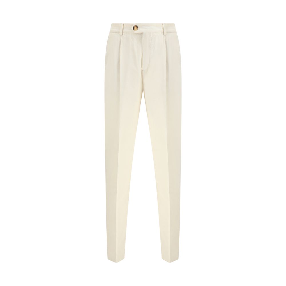 Cream Cotton Casual Pants