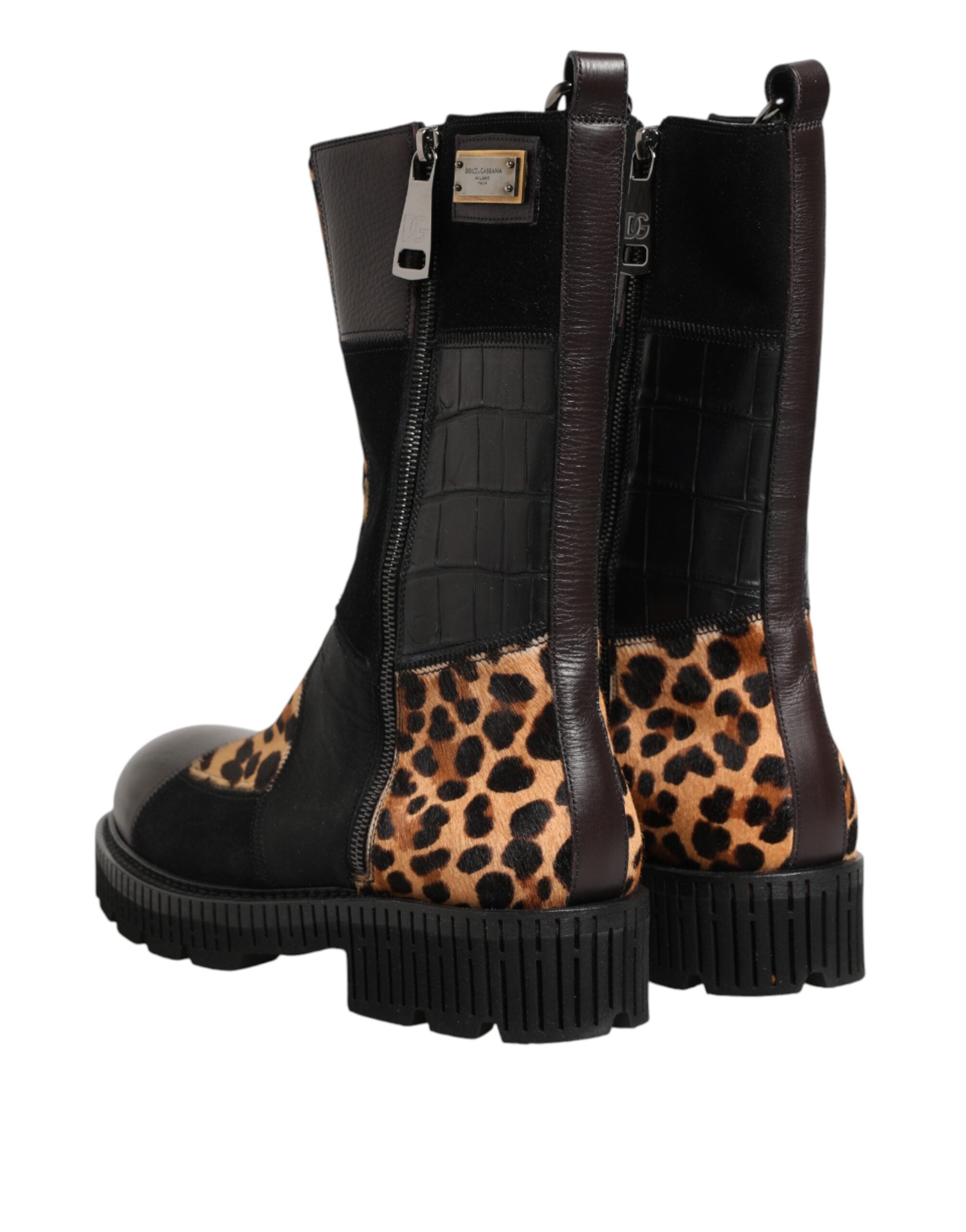 Multicolor Leopard Mid Calf Boots Shoes