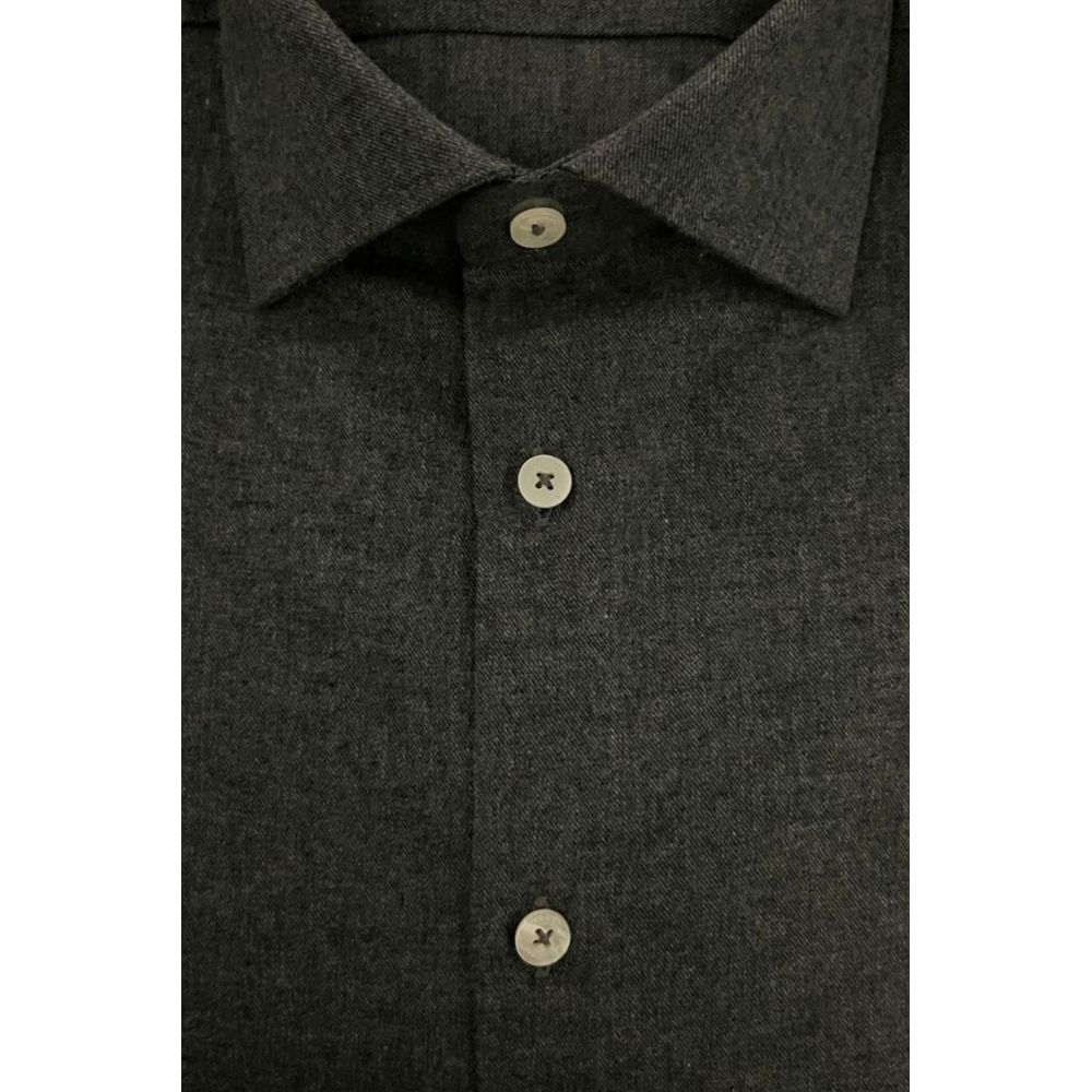 Gray Cotton Men Shirt - ventzia