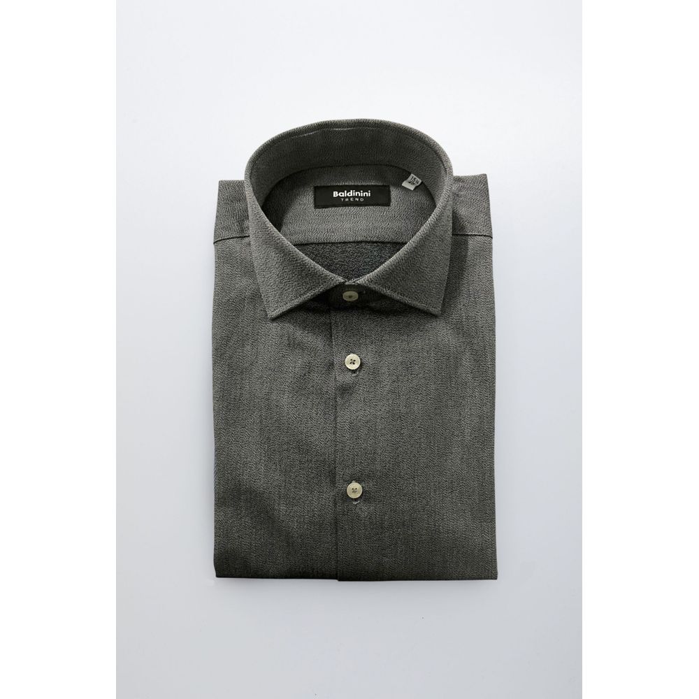 Gray Cotton Men Shirt - ventzia