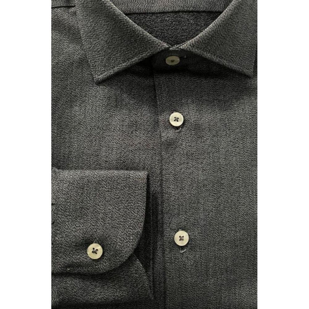 Gray Cotton Men Shirt - ventzia
