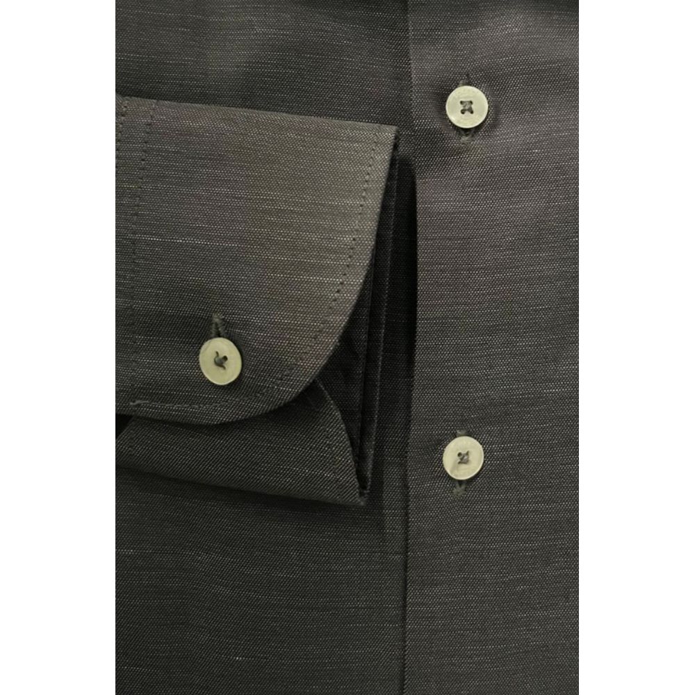 Gray Cotton Men Shirt - ventzia