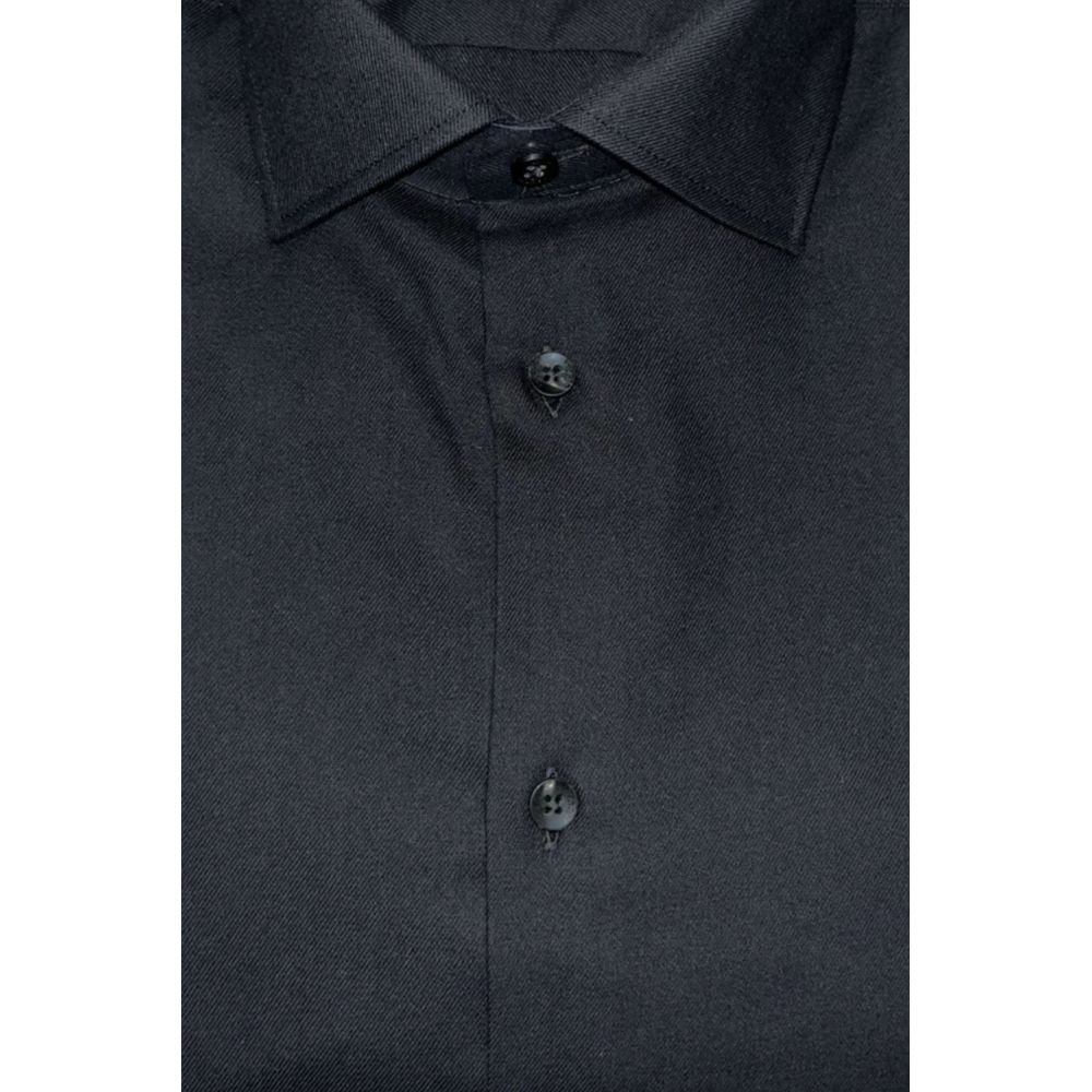 Black Cotton Men Shirt - ventzia