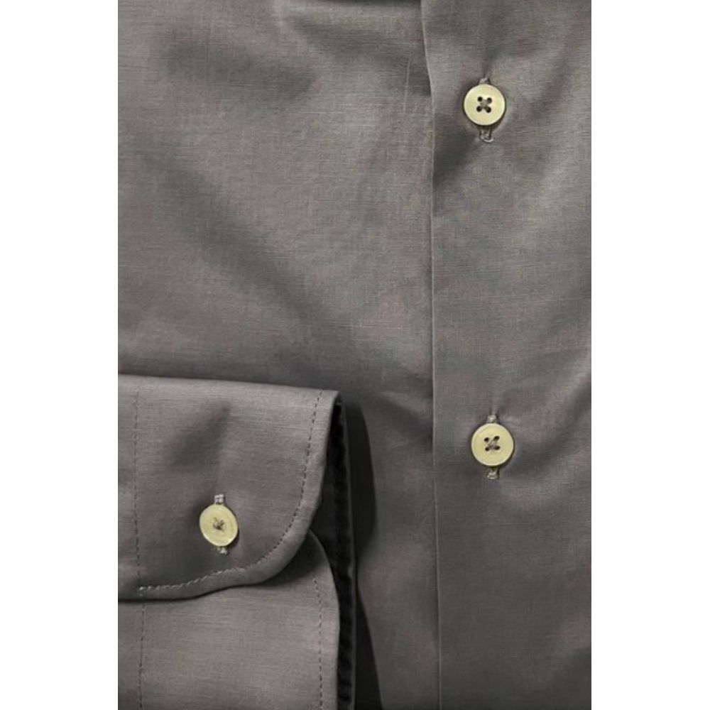Gray Cotton Men Shirt - ventzia