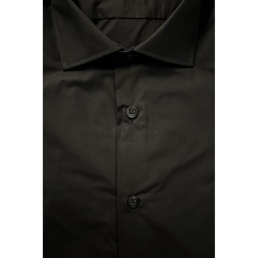 Black Cotton Men's Shirt - ventzia