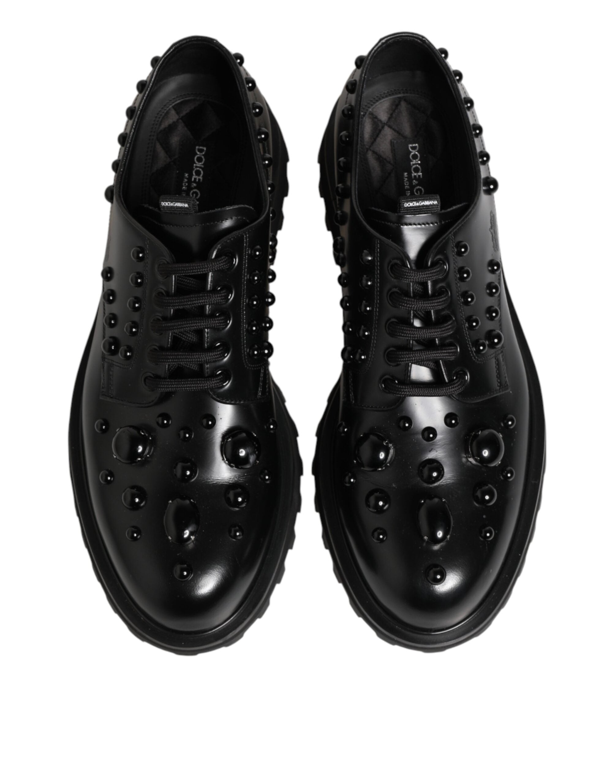 Black Leather Studded Men Formal Derby  Shoes