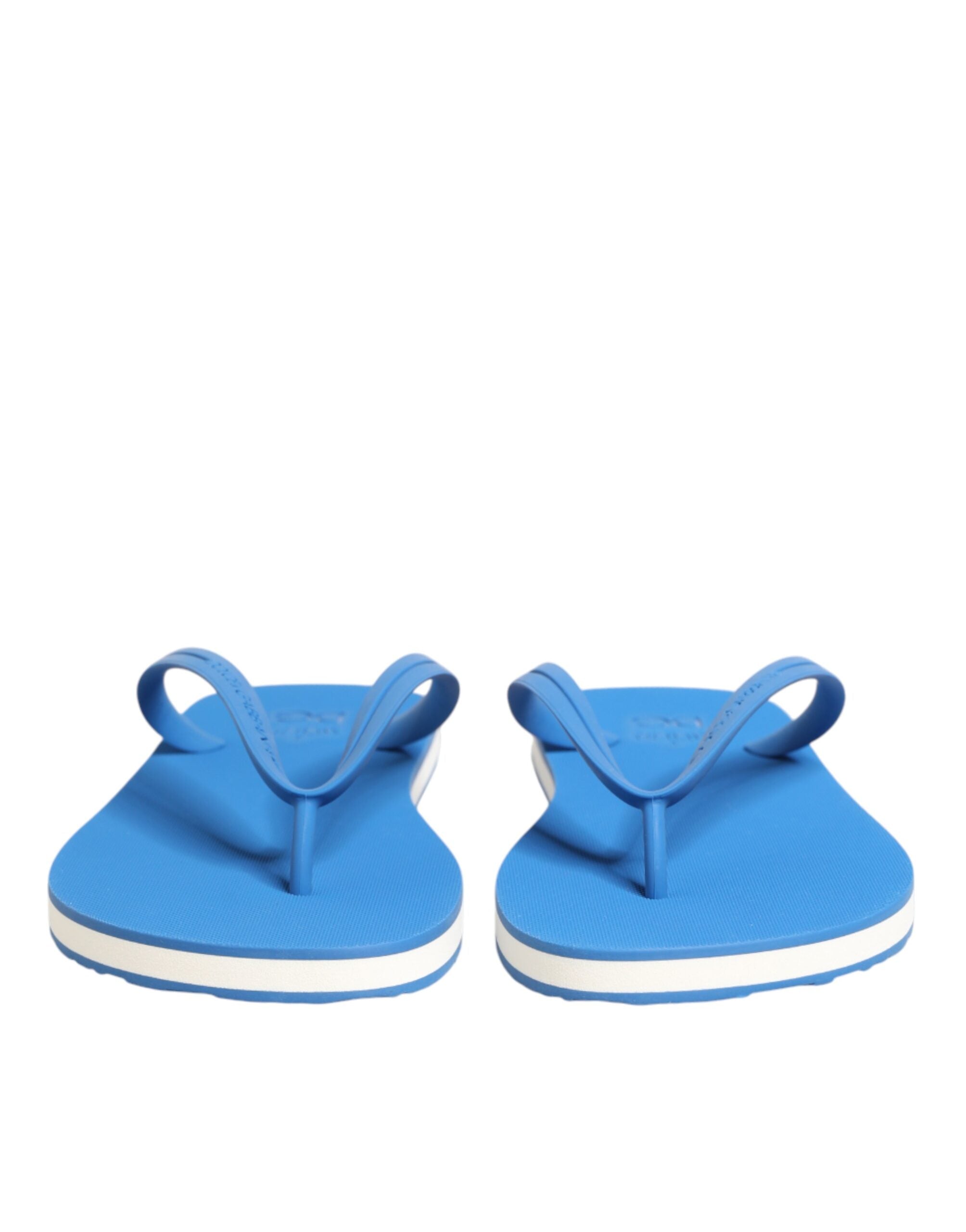 Blue White Logo Beachwear Flats Slipper Shoes - ventzia