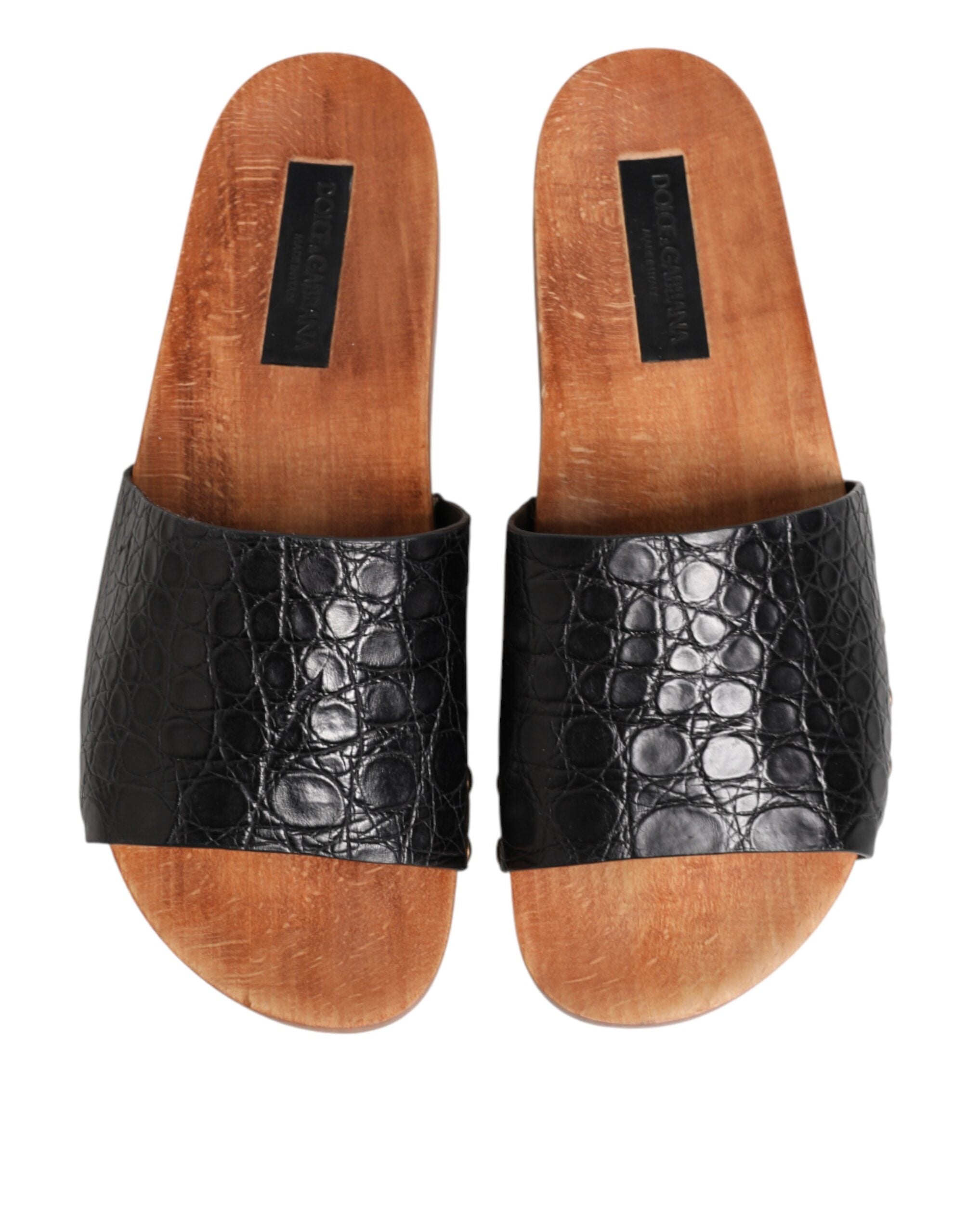Black Brown Leather Slides Sandals Shoes - ventzia