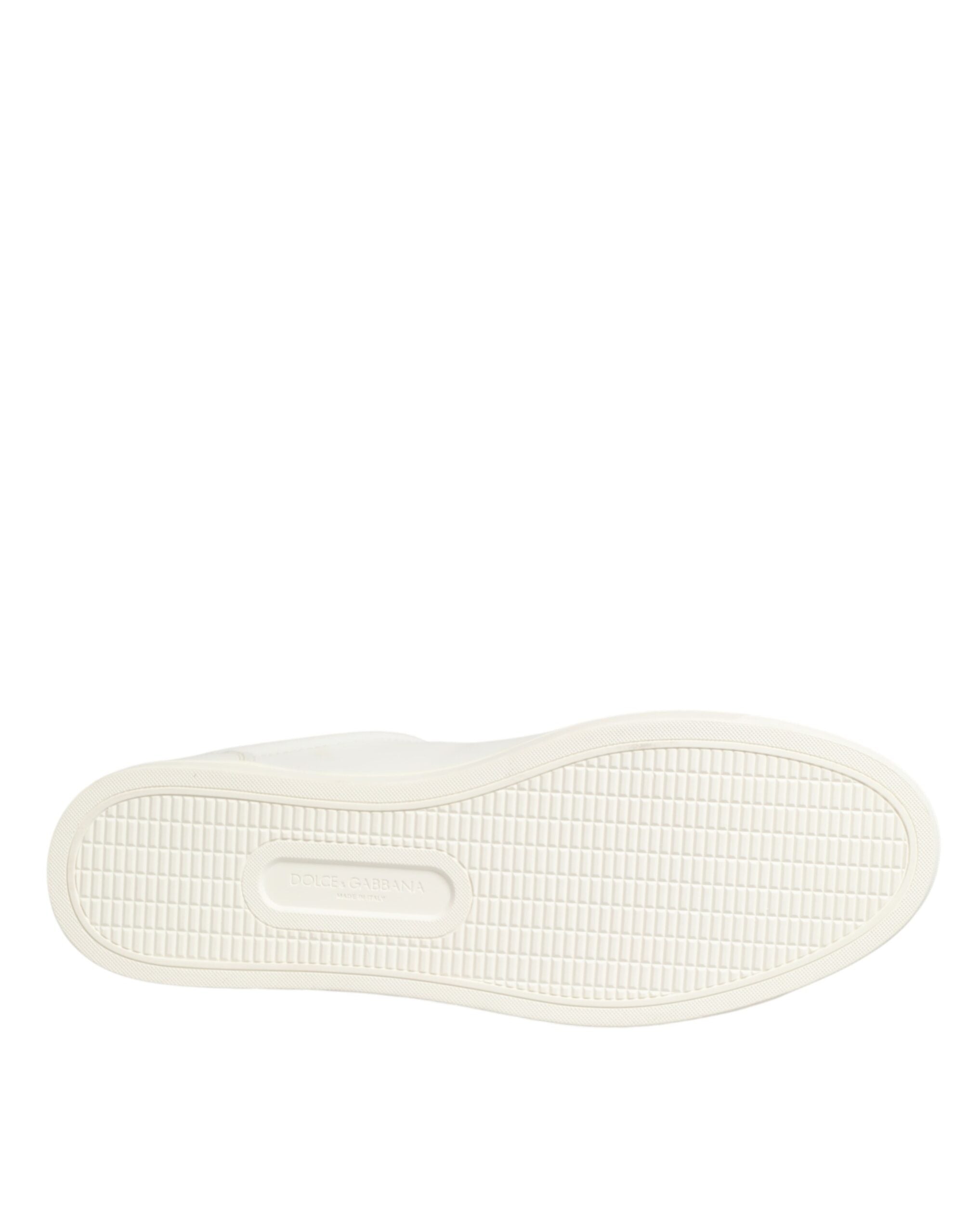 White Leather Heart Embellished Sneakers Shoes - ventzia