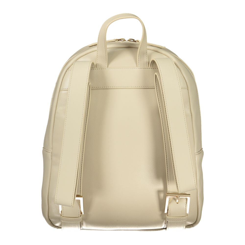 Beige Polyurethane Women Backpack - ventzia