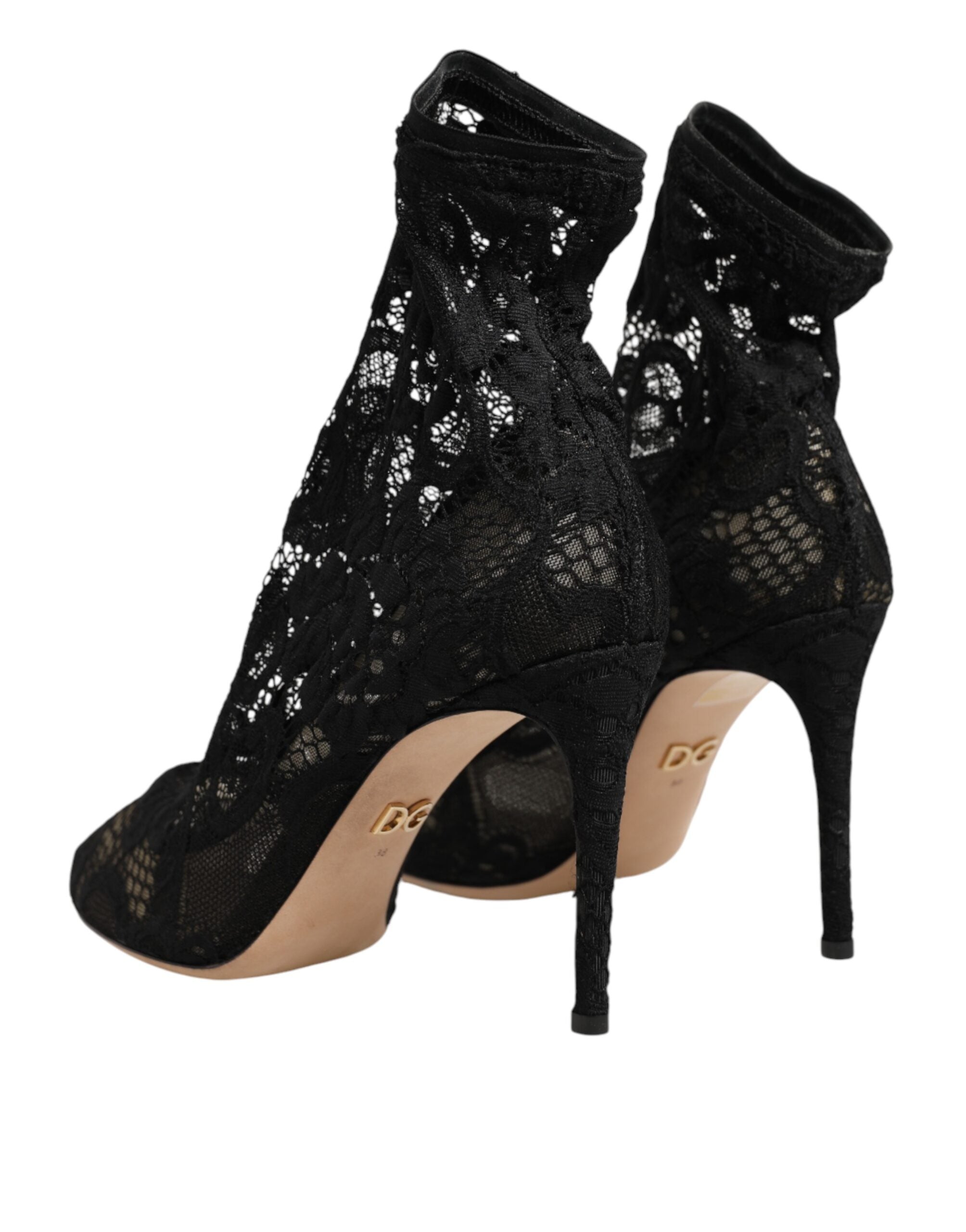 Black Stretch Socks Taormina Lace Boot Shoes