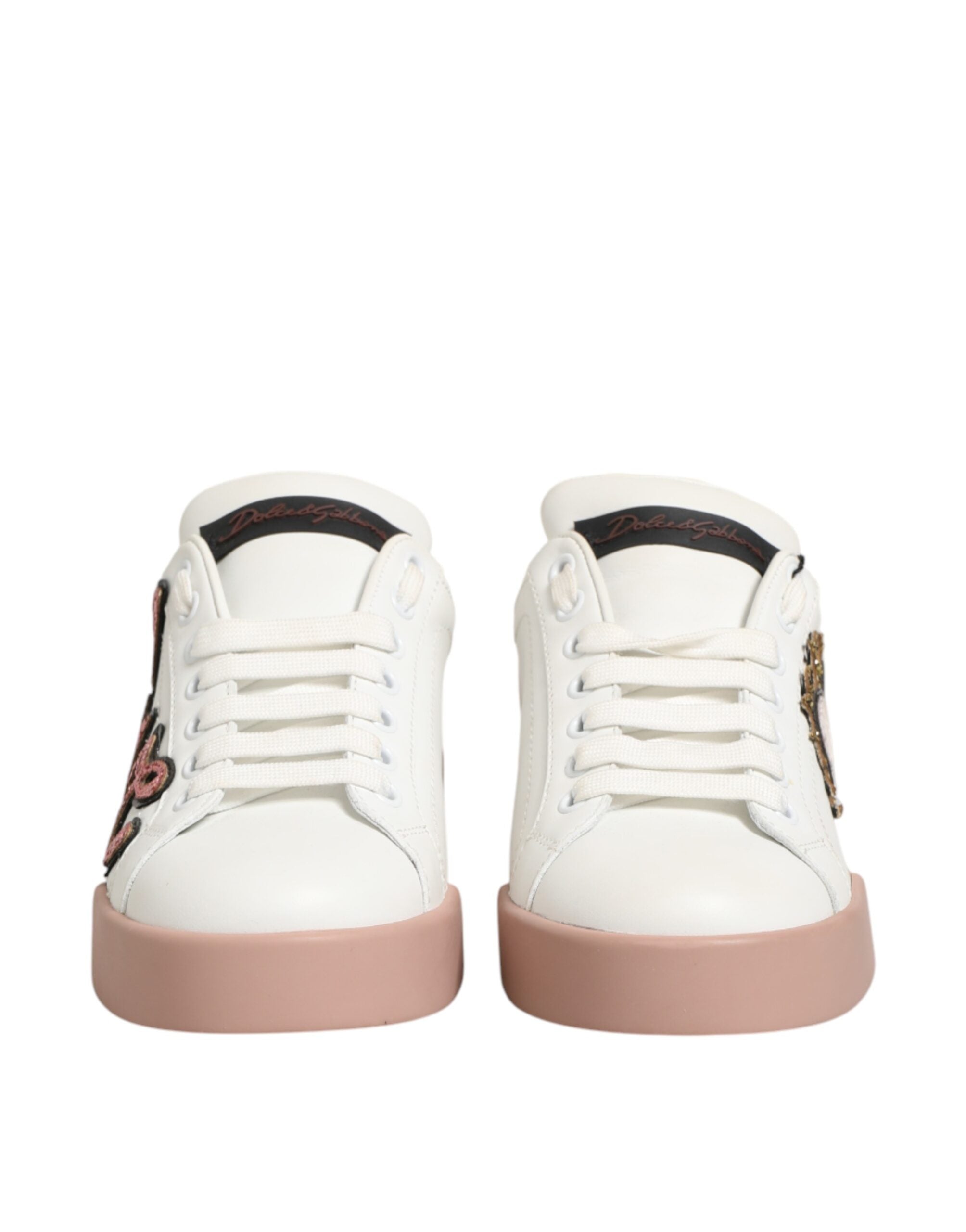 White Leather Sacred Heart Sneakers Shoes