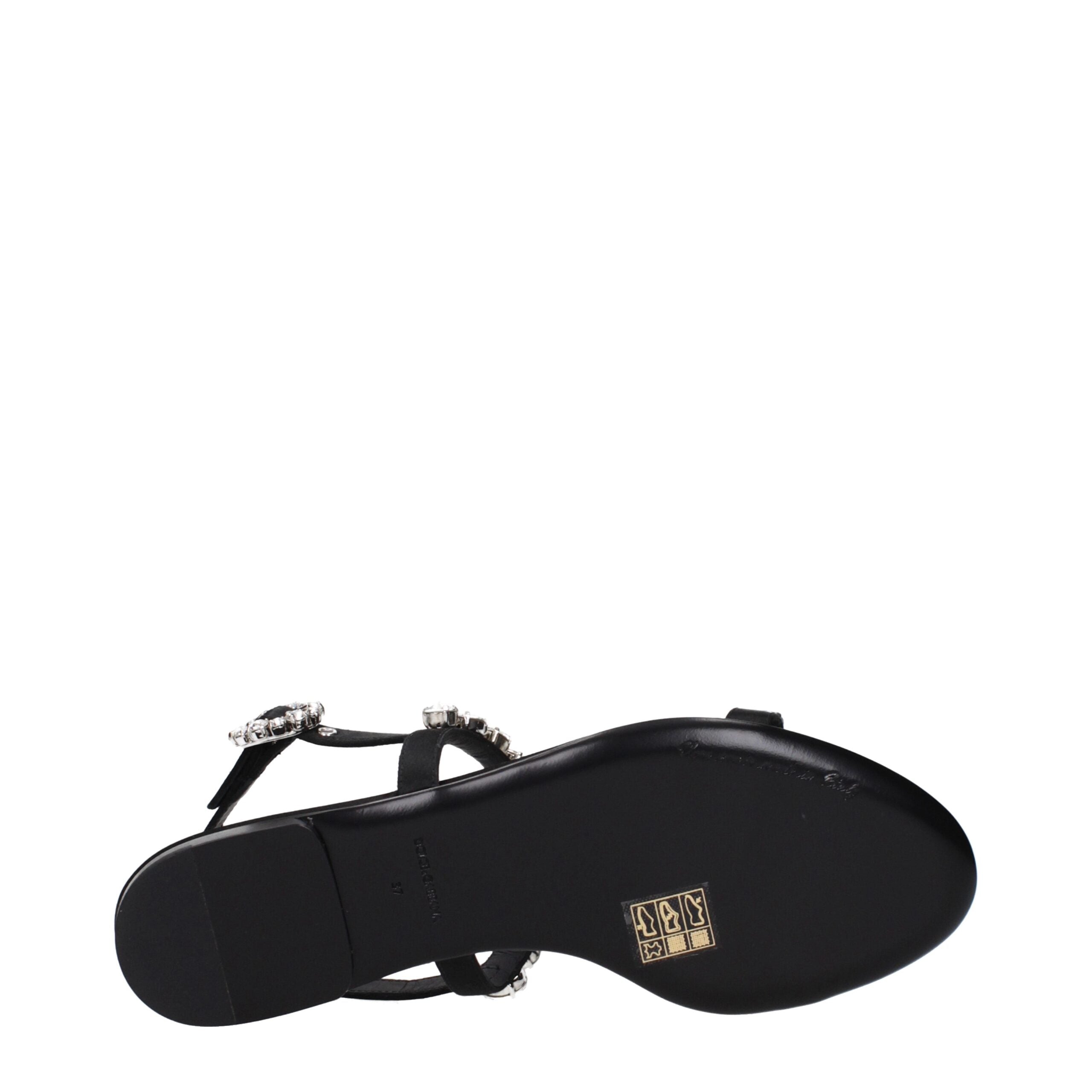 Black Satin Flat Sandals - ventzia