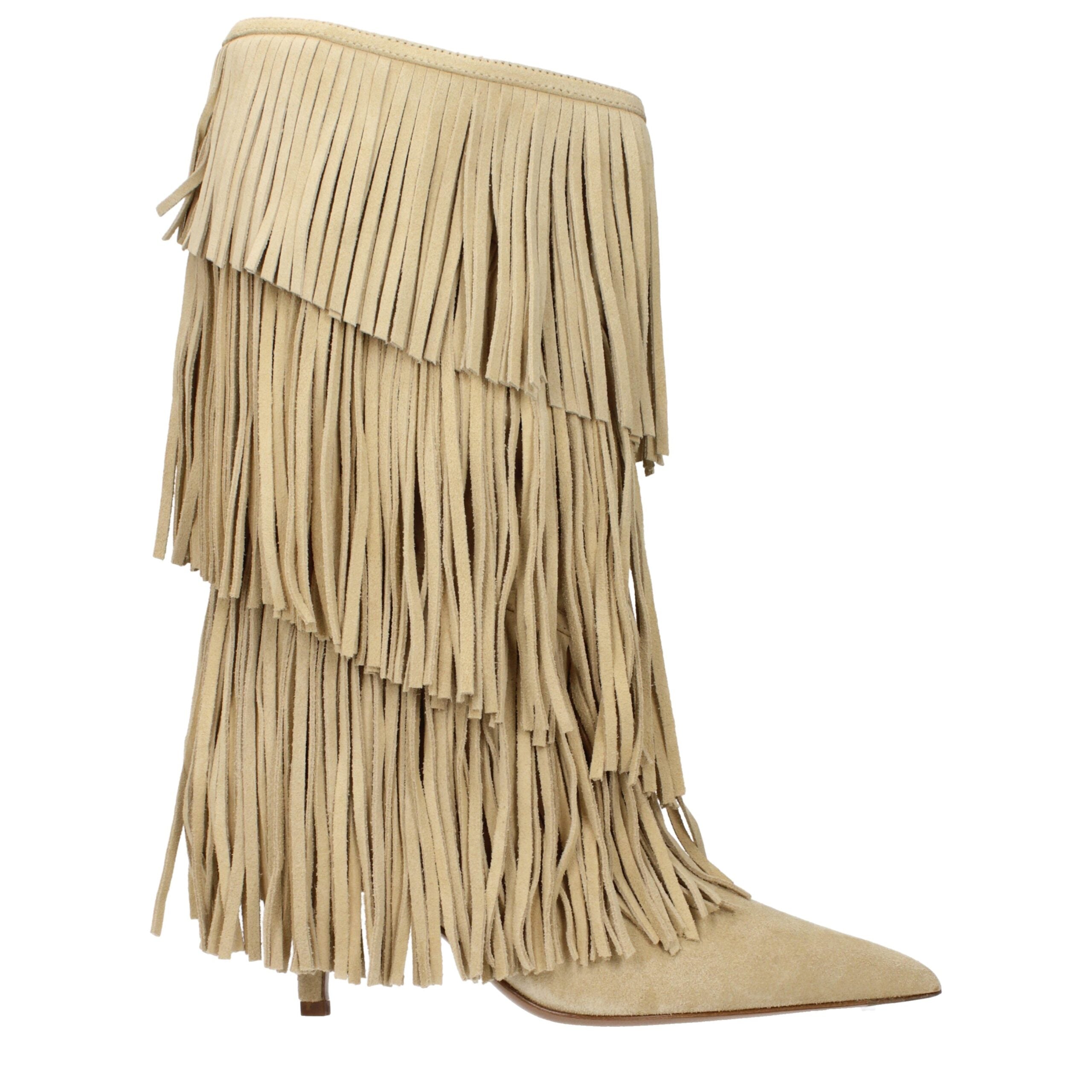 Beige Leather Boots - ventzia