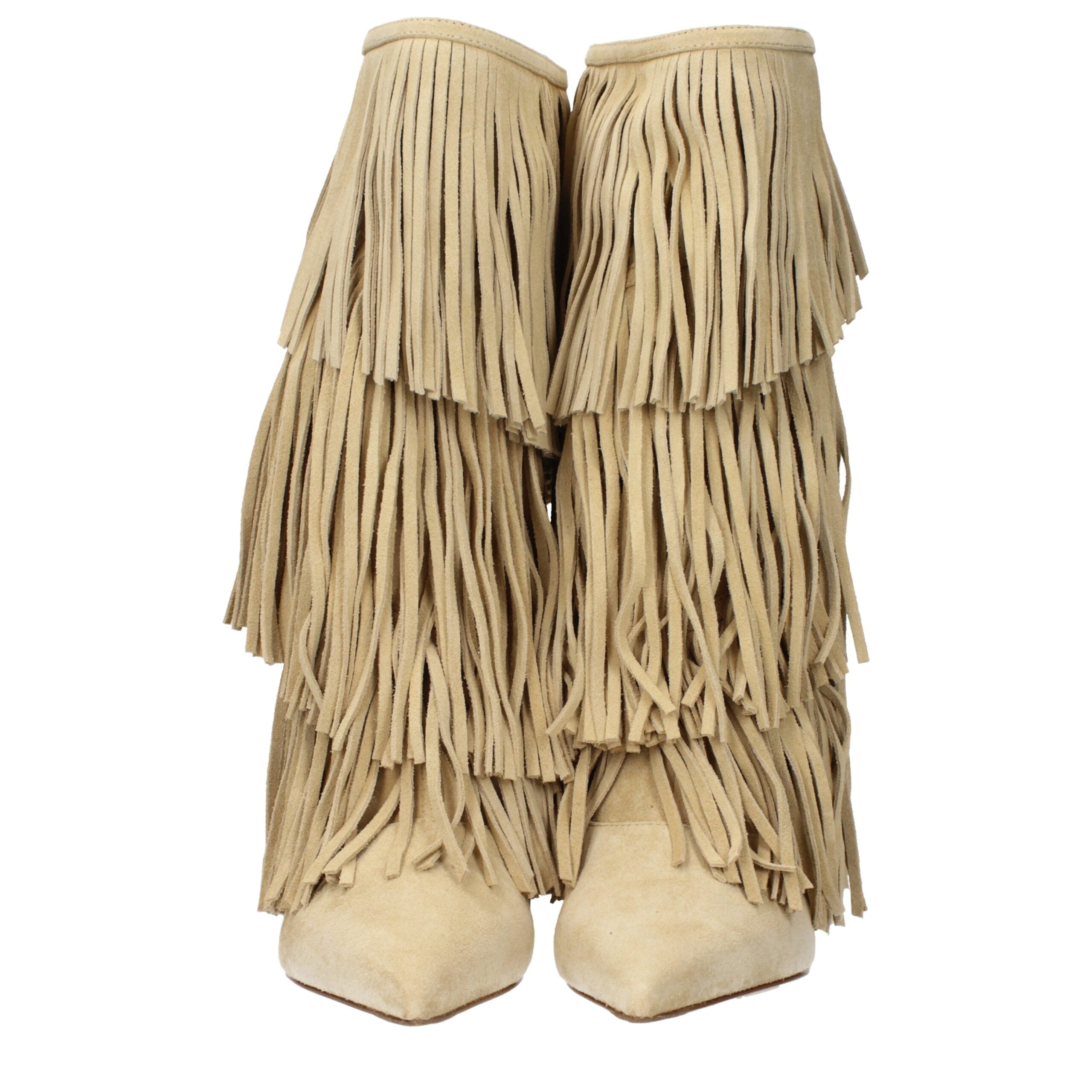 Beige Leather Boots - ventzia