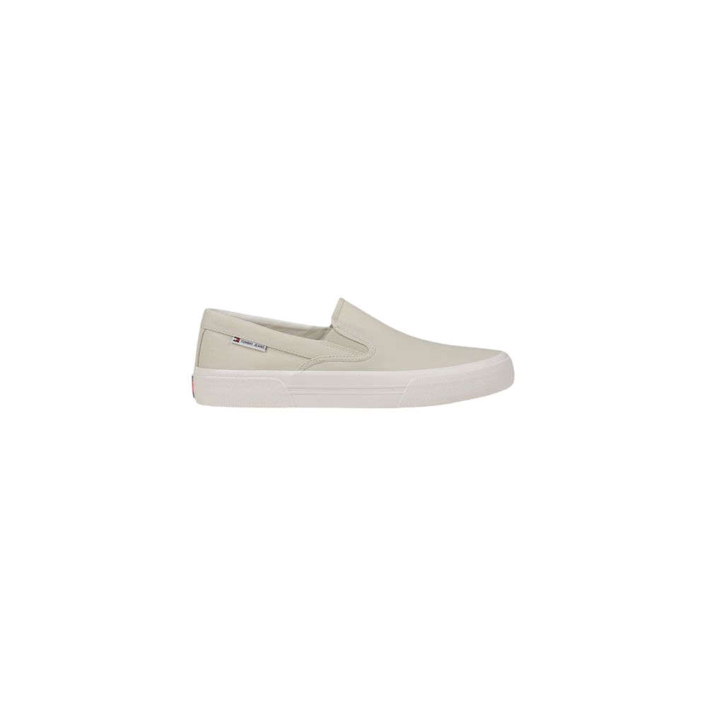 Beige Recycled Cotton Slip-On Loafers - ventzia