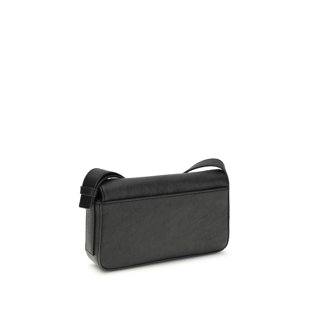 Black Calf Leather Bos Taurus Shoulder Bag - ventzia